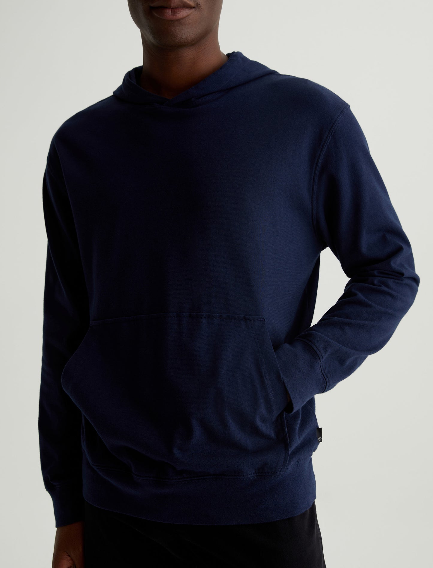 Wesley Hoodie Deep Navy Relaxed Fit Long Sleeve Hooded T-Shirt Mens Top Photo 2