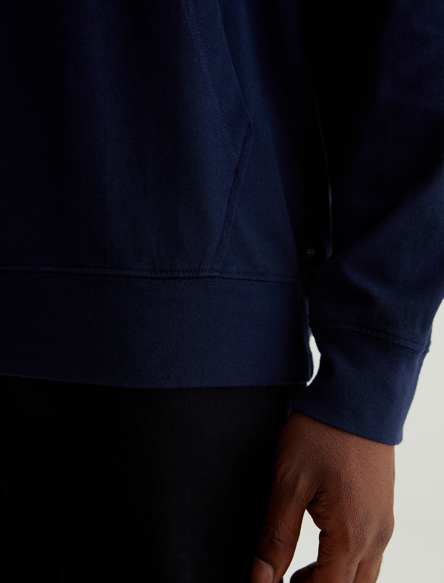 Wesley Hoodie Deep Navy Relaxed Fit Long Sleeve Hooded T-Shirt Mens Top Photo 3