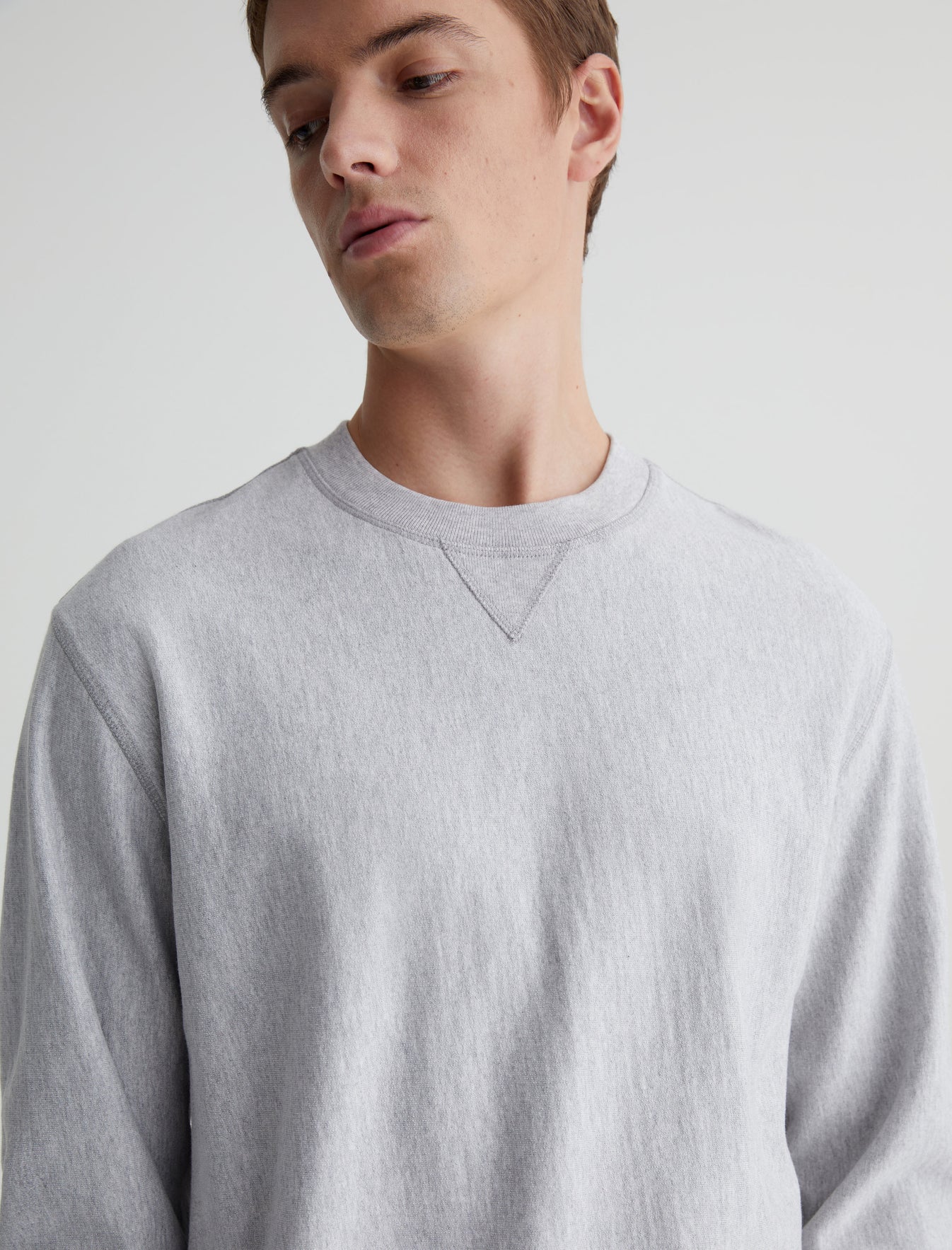 Arc Panelled Sweatshirt Heather Grey Relaxed Fit Crew Neck Panelled Men Top Photo 2