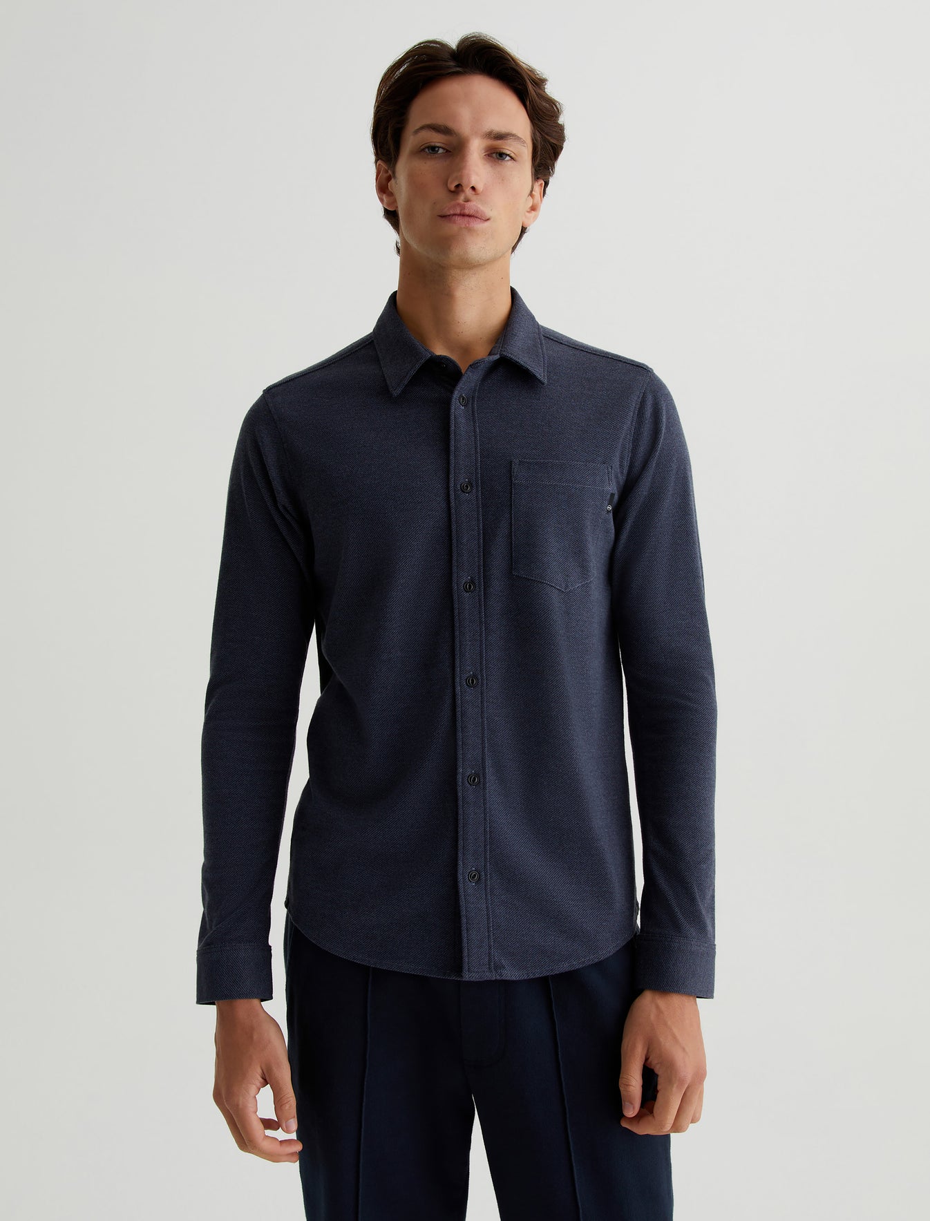 Mason Shirt Heather Charcoal/Blue Note Classic Fit Long Sleeve Button Up Shirt Mens Top Photo 1