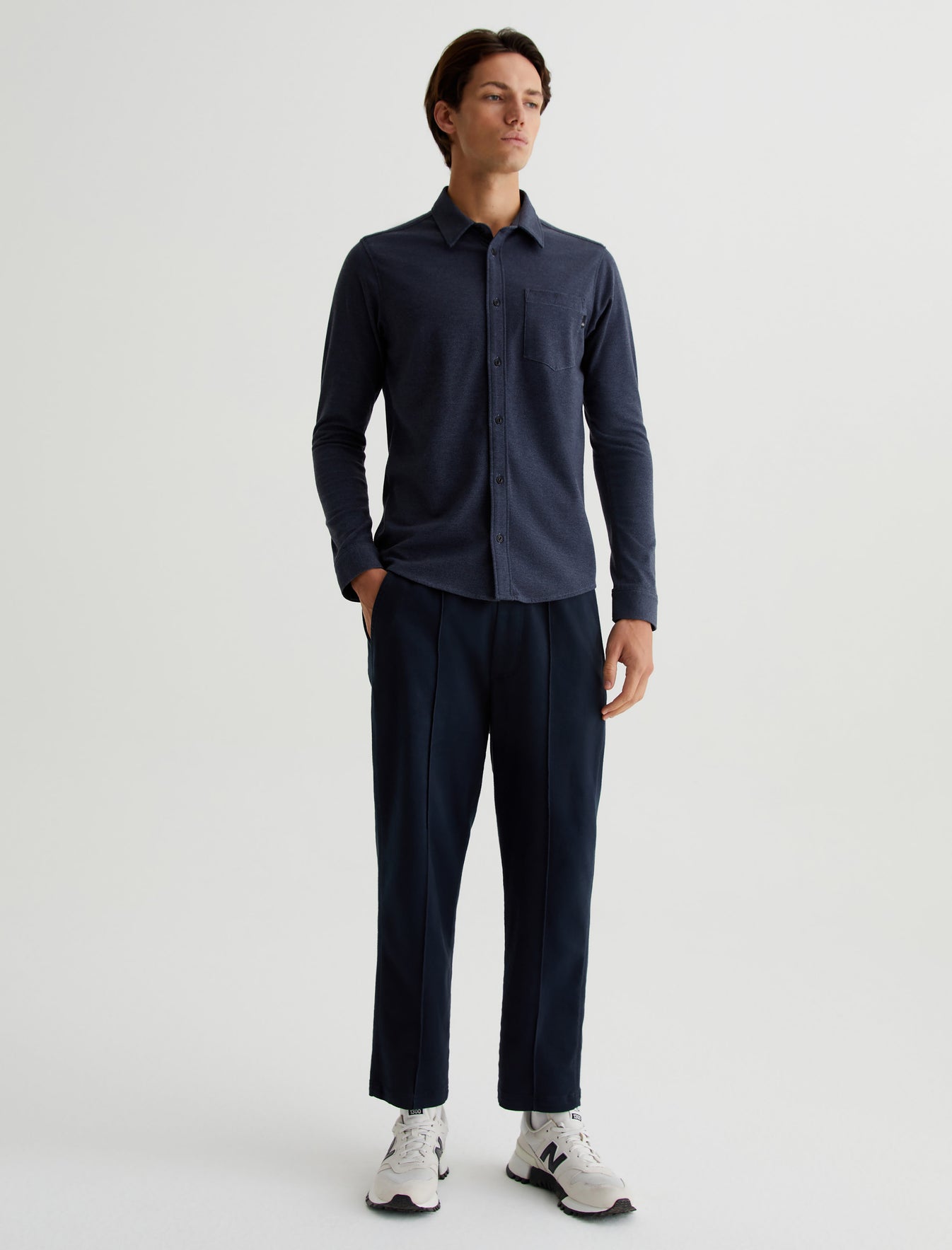 Mason Shirt Heather Charcoal/Blue Note Classic Fit Long Sleeve Button Up Shirt Mens Top Photo 2