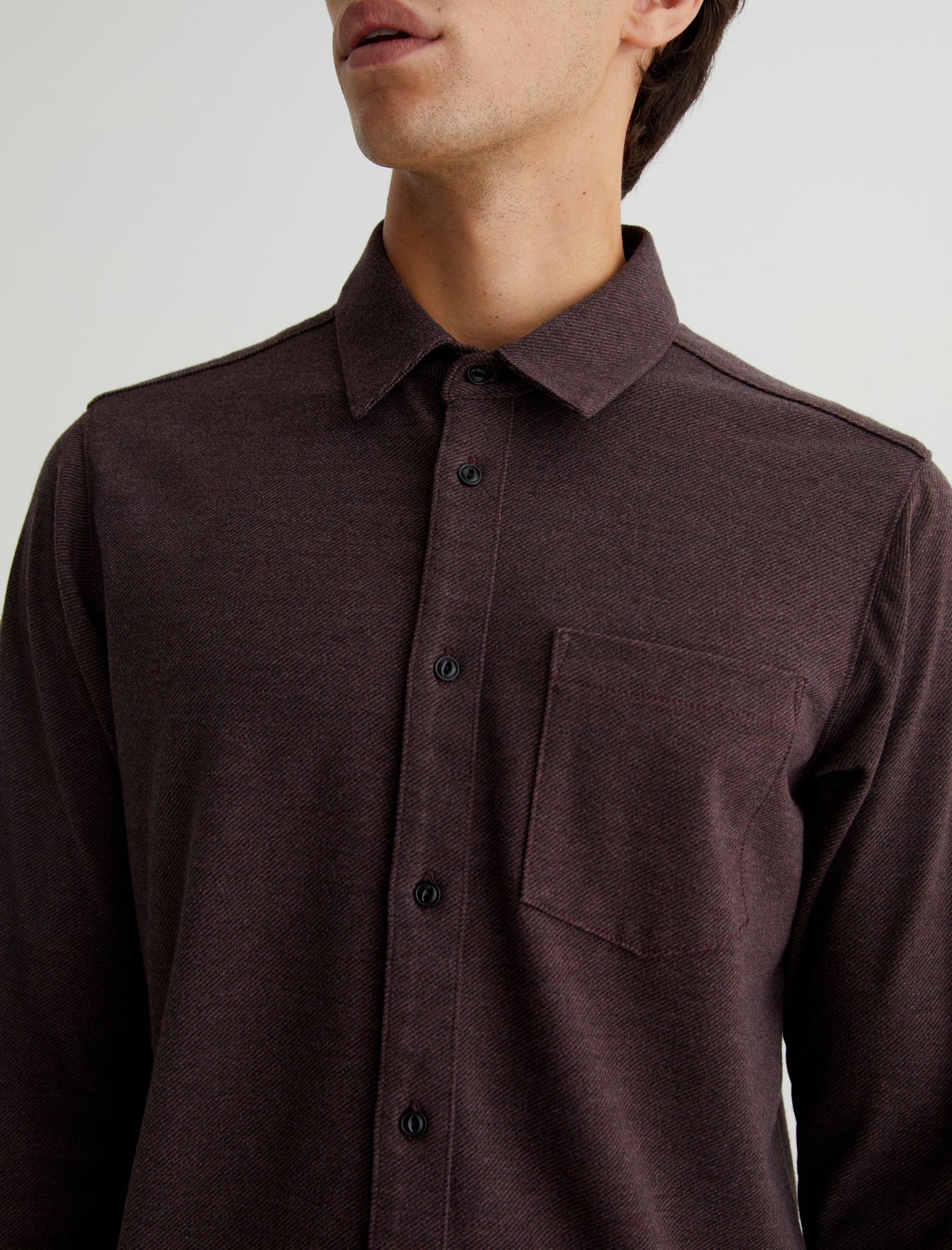 Mason Shirt Heather Charcoal/Dark Plum Classic Fit Long Sleeve Button Up Shirt Mens Top Photo 3