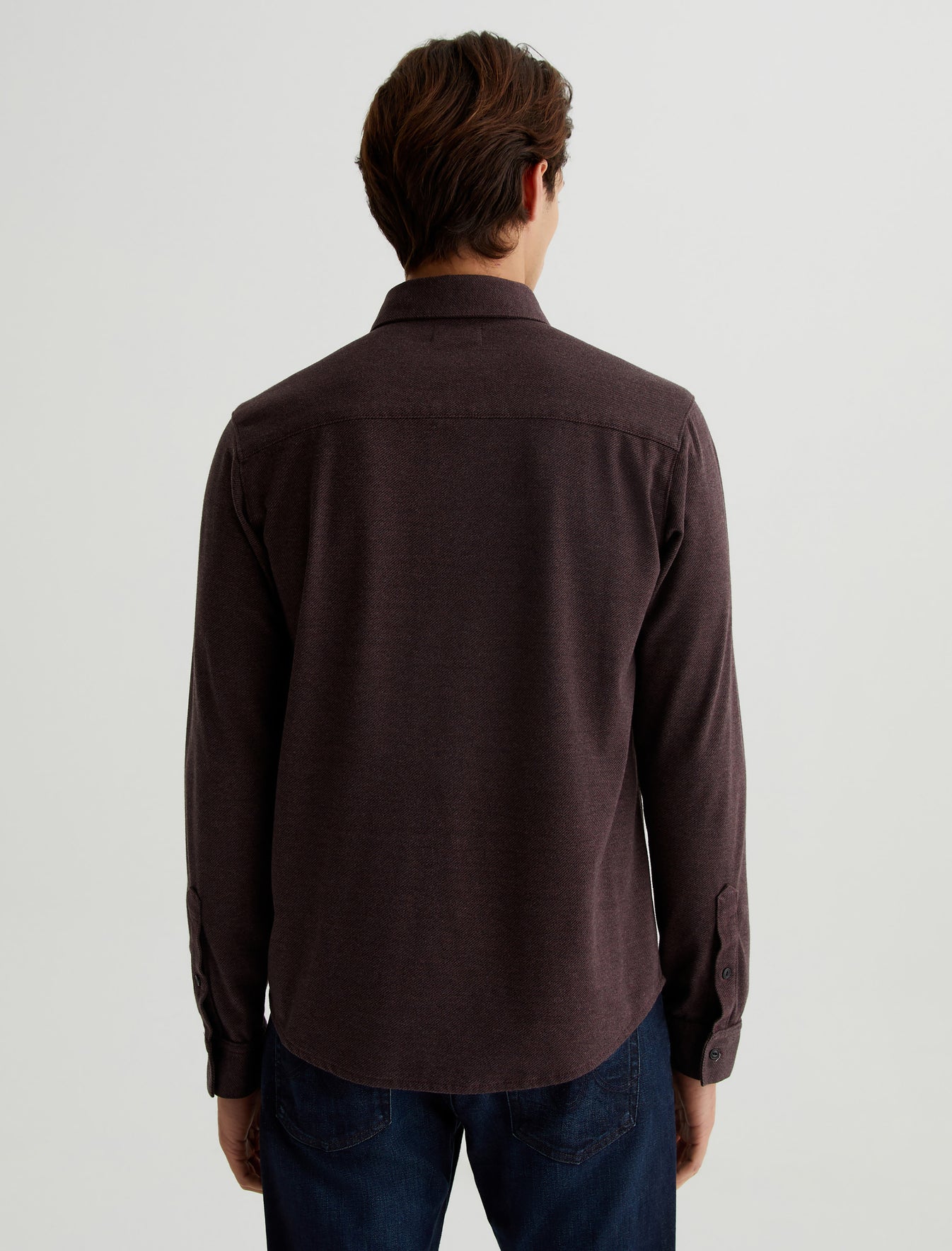 Mason Shirt Heather Charcoal/Dark Plum Classic Fit Long Sleeve Button Up Shirt Mens Top Photo 6