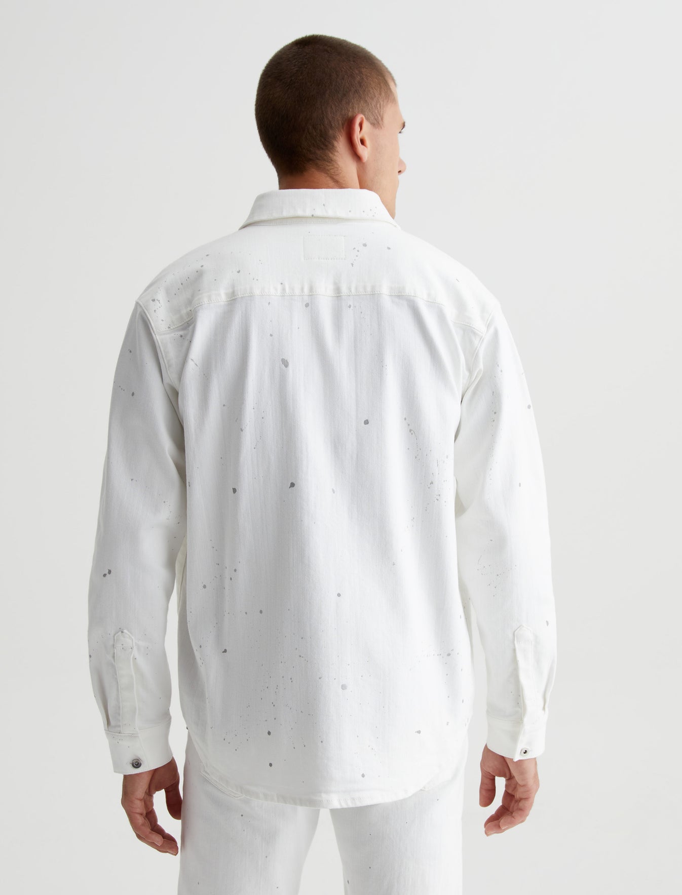 Elias True White Painted Oversized Fit Shirt Jacket Mens Top Photo 6