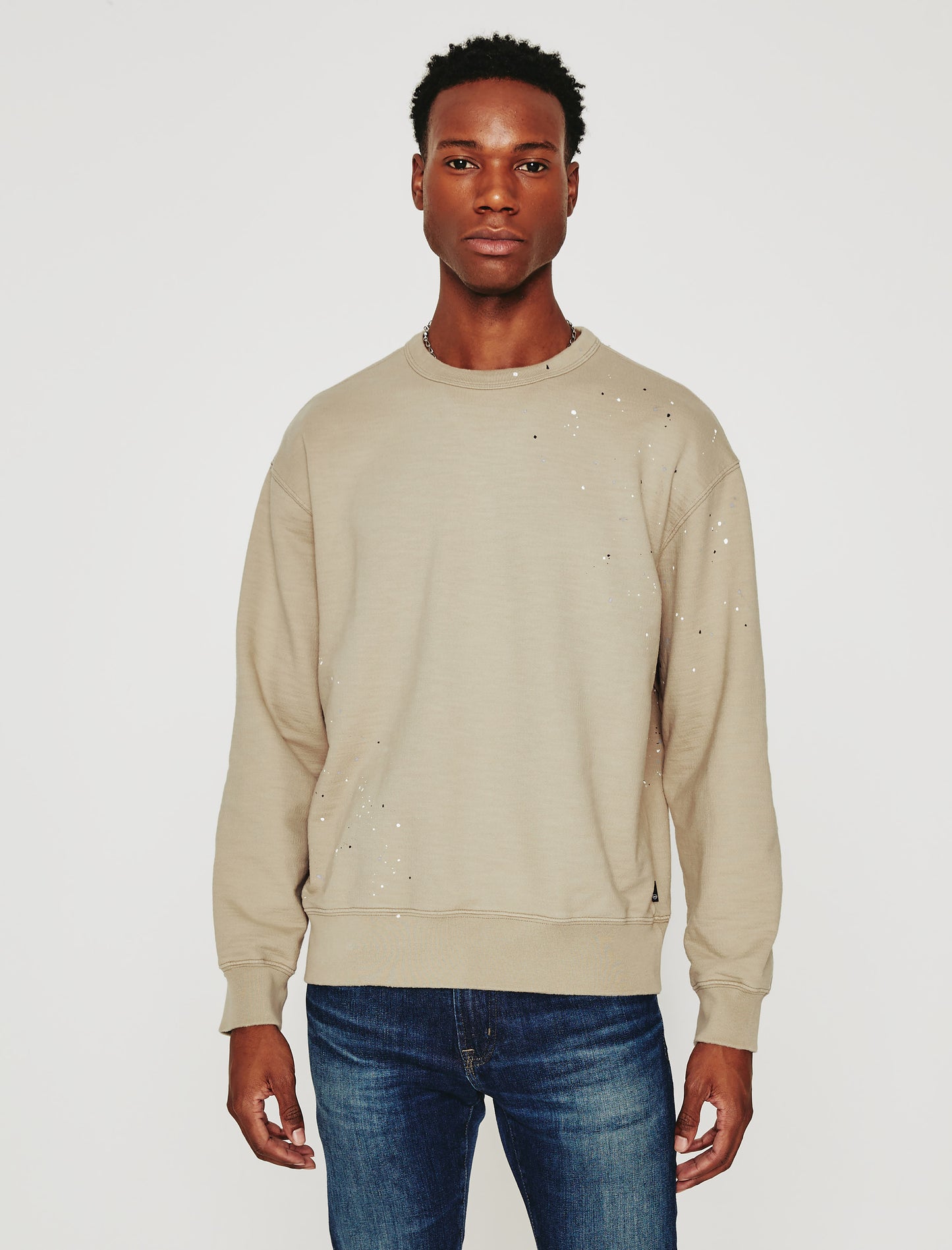Arc Crew Stone Dot Natural Multi Relaxed Fit Crew Neck Sweatshirt Mens Top Photo 1