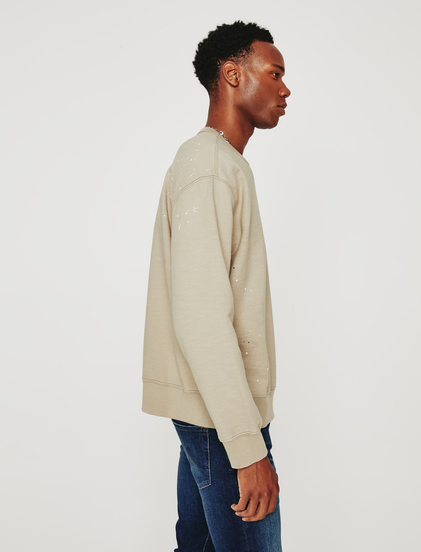 Arc Crew Stone Dot Natural Multi Relaxed Fit Crew Neck Sweatshirt Mens Top Photo 5