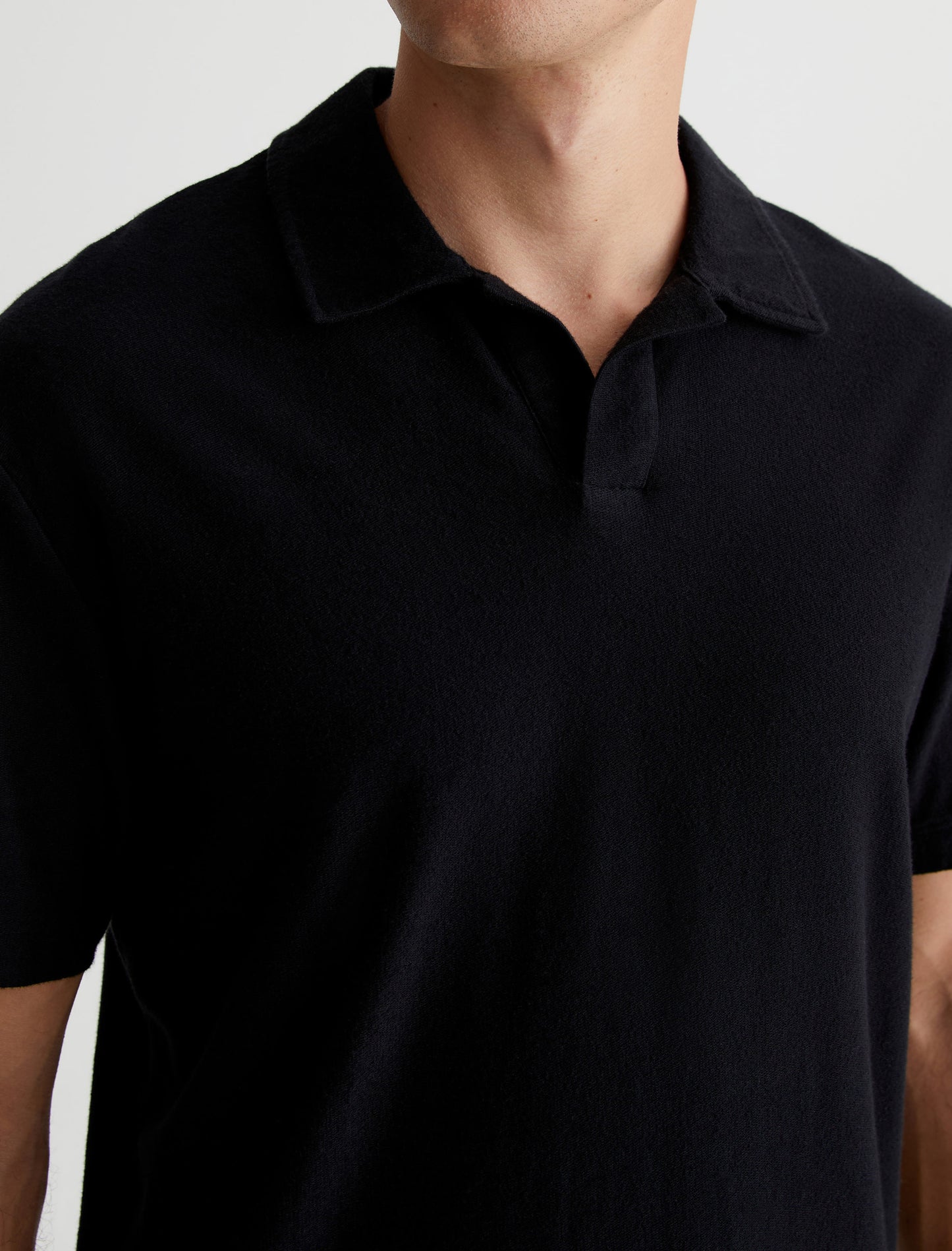 Bryce Johnny Collar True Black Classic Fit Short Sleeve Johnny Collar Mens Top Photo 2