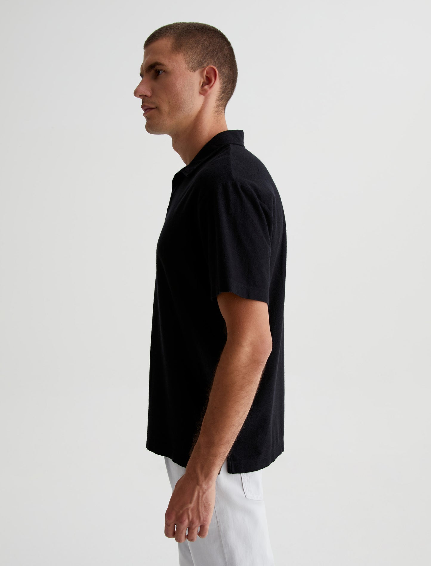 Bryce Johnny Collar True Black Classic Fit Short Sleeve Johnny Collar Mens Top Photo 4