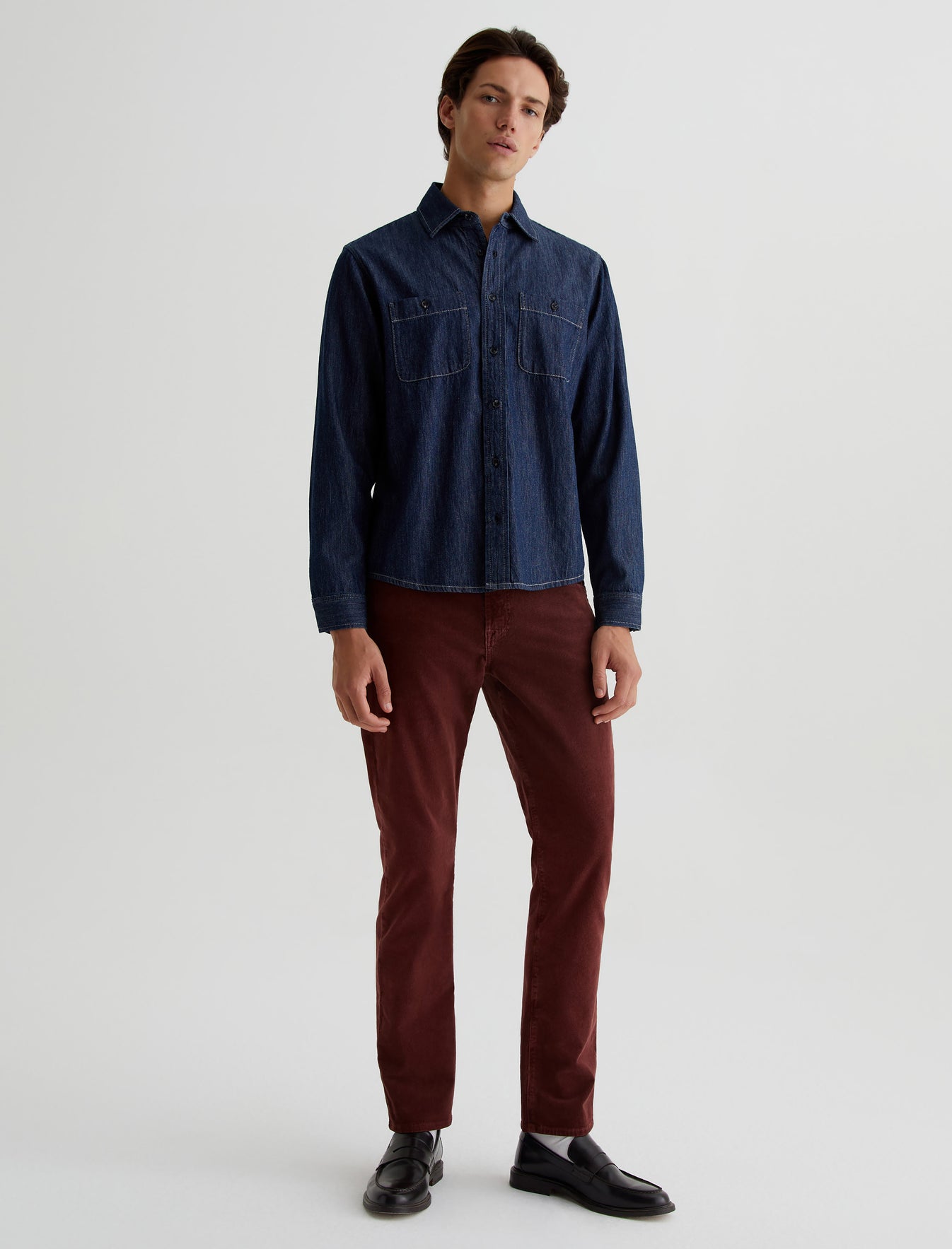Wayne Steel Sky Classic Denim Shirt Mens Top Photo 2
