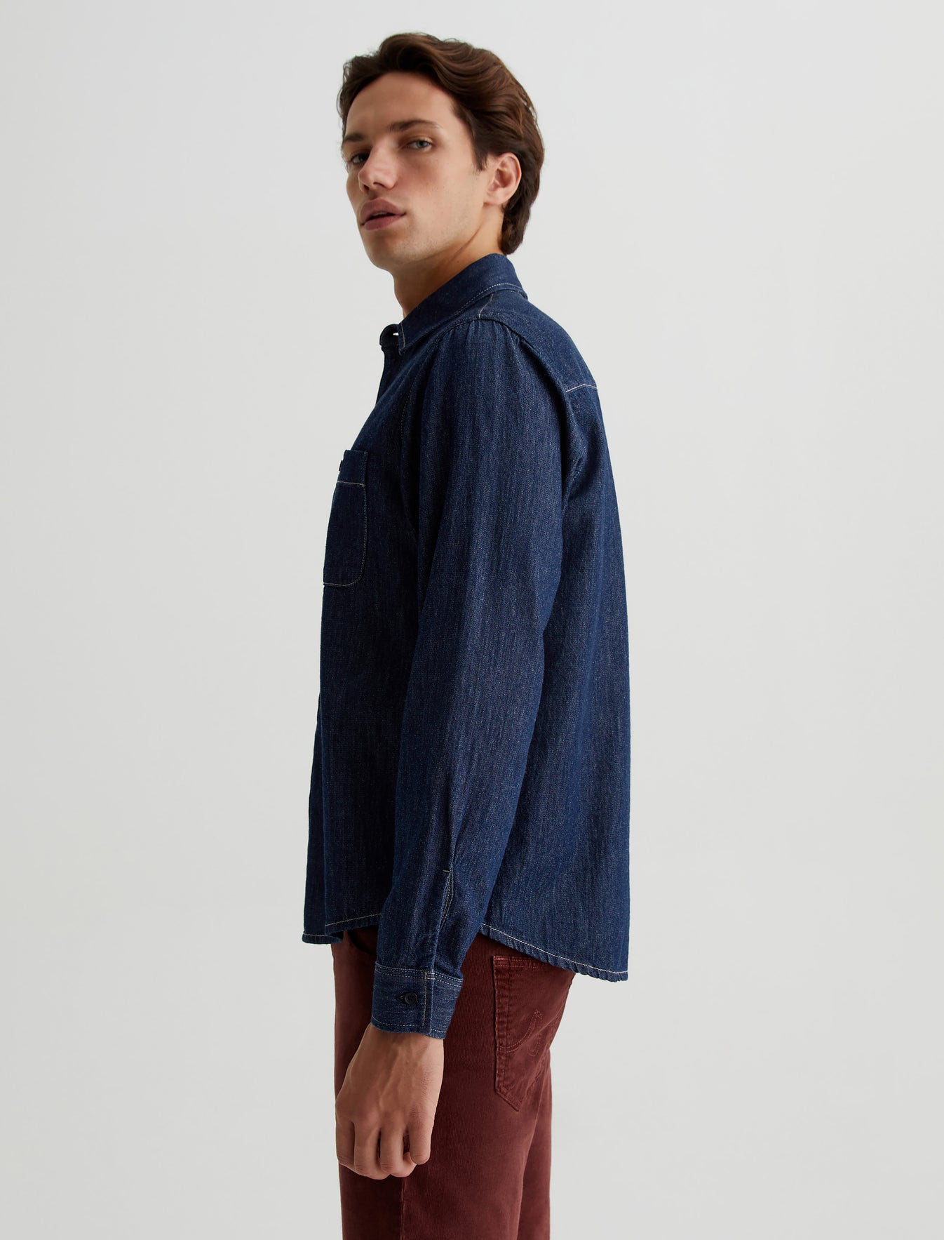 Wayne Steel Sky Classic Denim Shirt Mens Top Photo 4