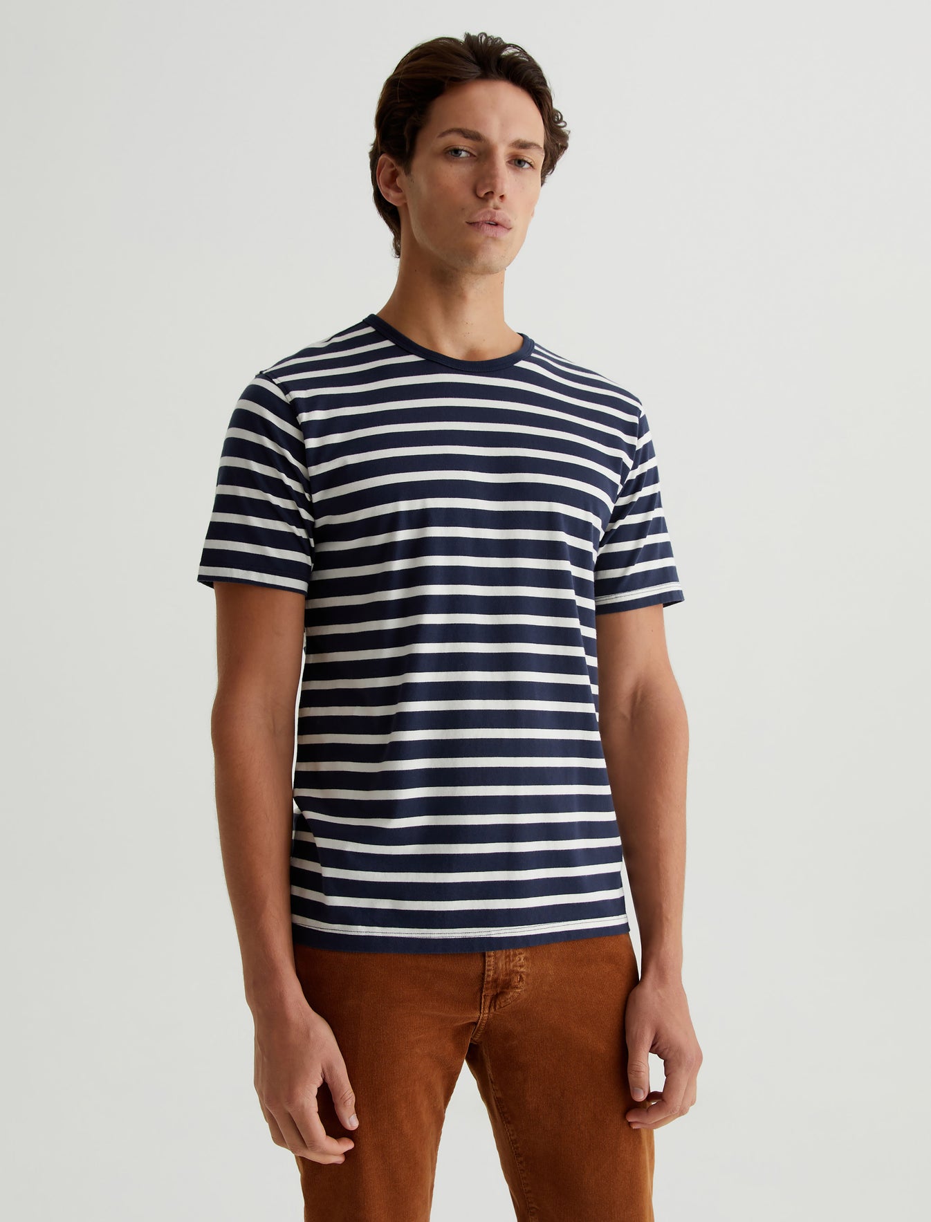 Bryce Crew Deep Navy/Ivory Dust Classic Fit Short Sleeve Crew Neck T-Shirt Mens Top Photo 1