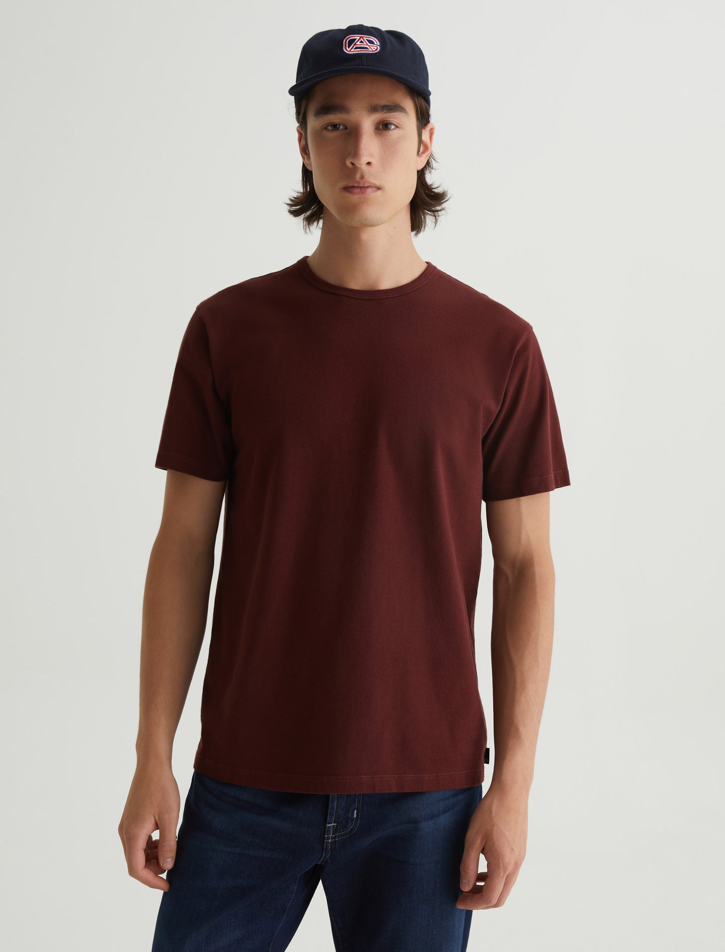 Bryce Crew Dark Plum Classic Fit Short Sleeve Crew Neck T-Shirt Mens Top Photo 1