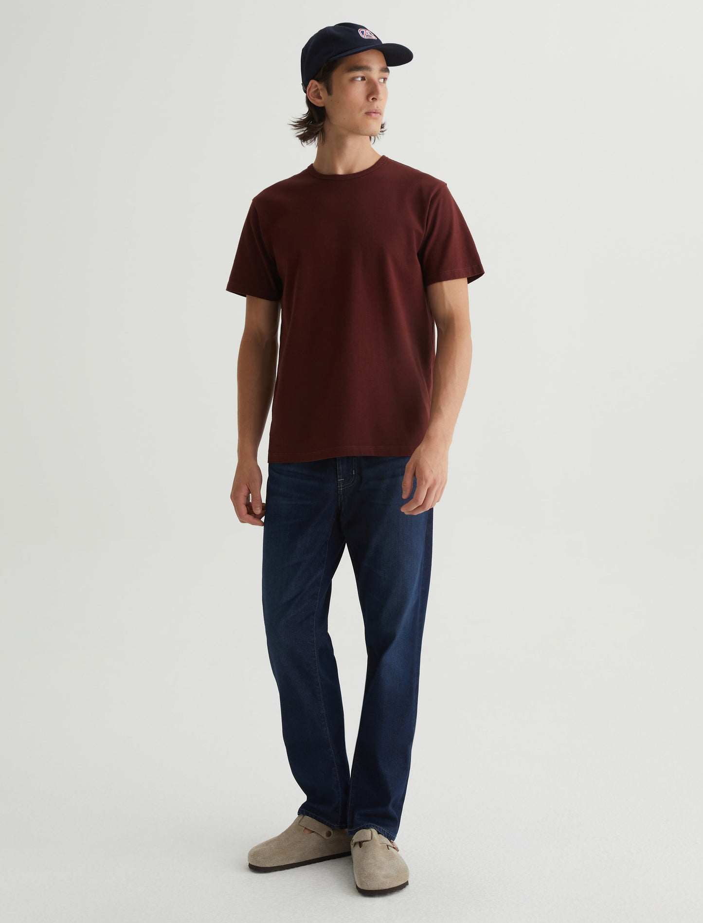 Bryce Crew Dark Plum Classic Fit Short Sleeve Crew Neck T-Shirt Mens Top Photo 2