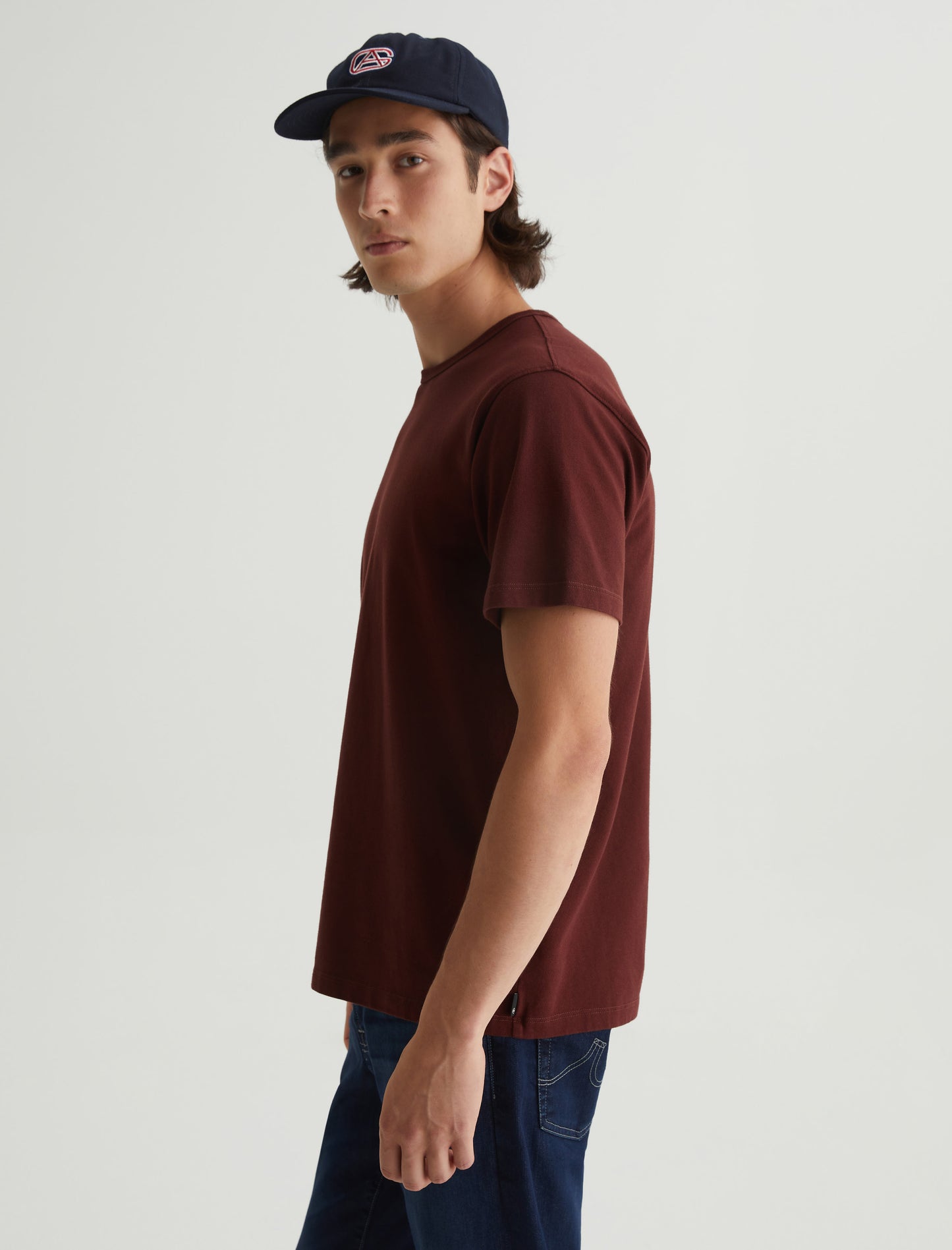 Bryce Crew Dark Plum Classic Fit Short Sleeve Crew Neck T-Shirt Mens Top Photo 4