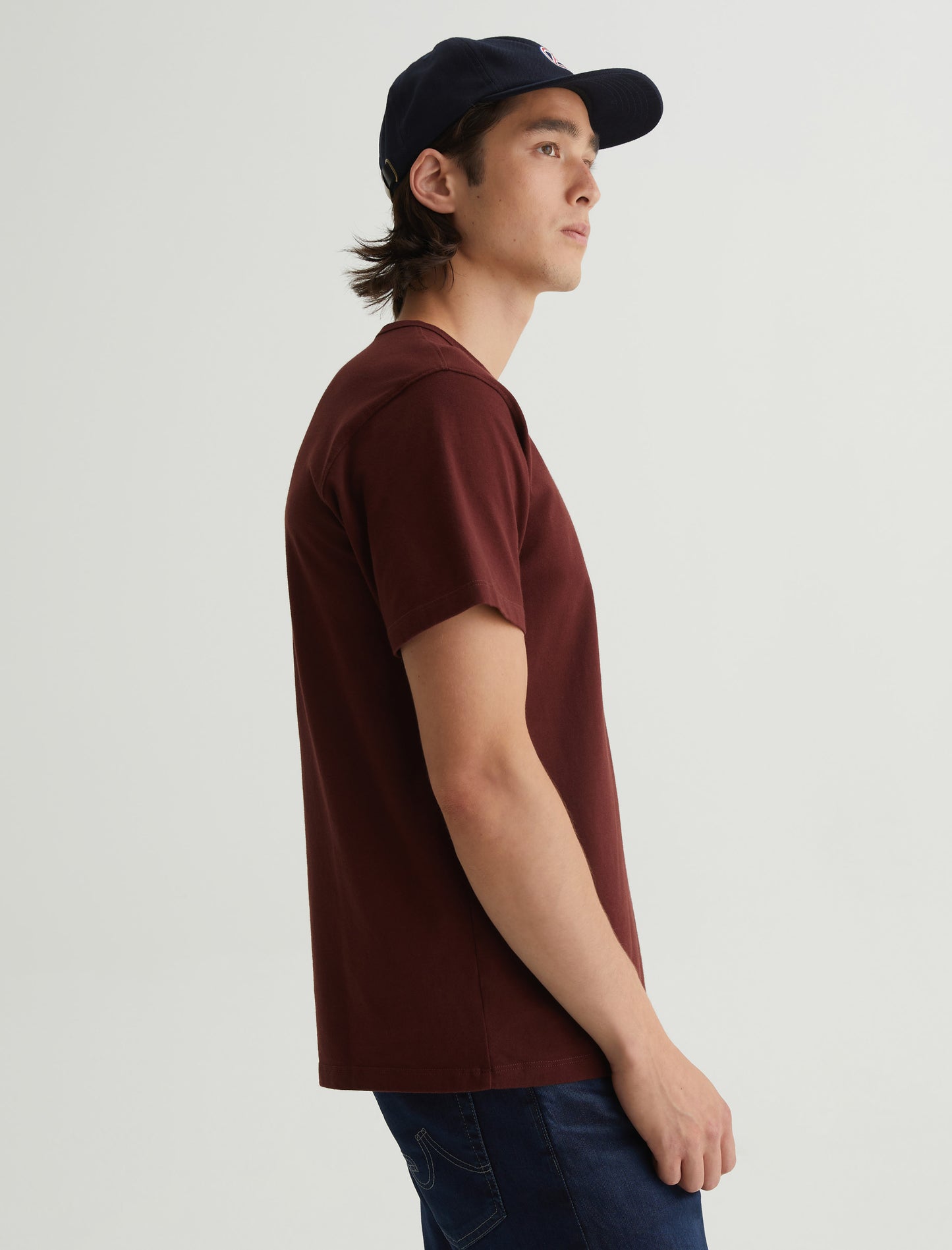 Bryce Crew Dark Plum Classic Fit Short Sleeve Crew Neck T-Shirt Mens Top Photo 5