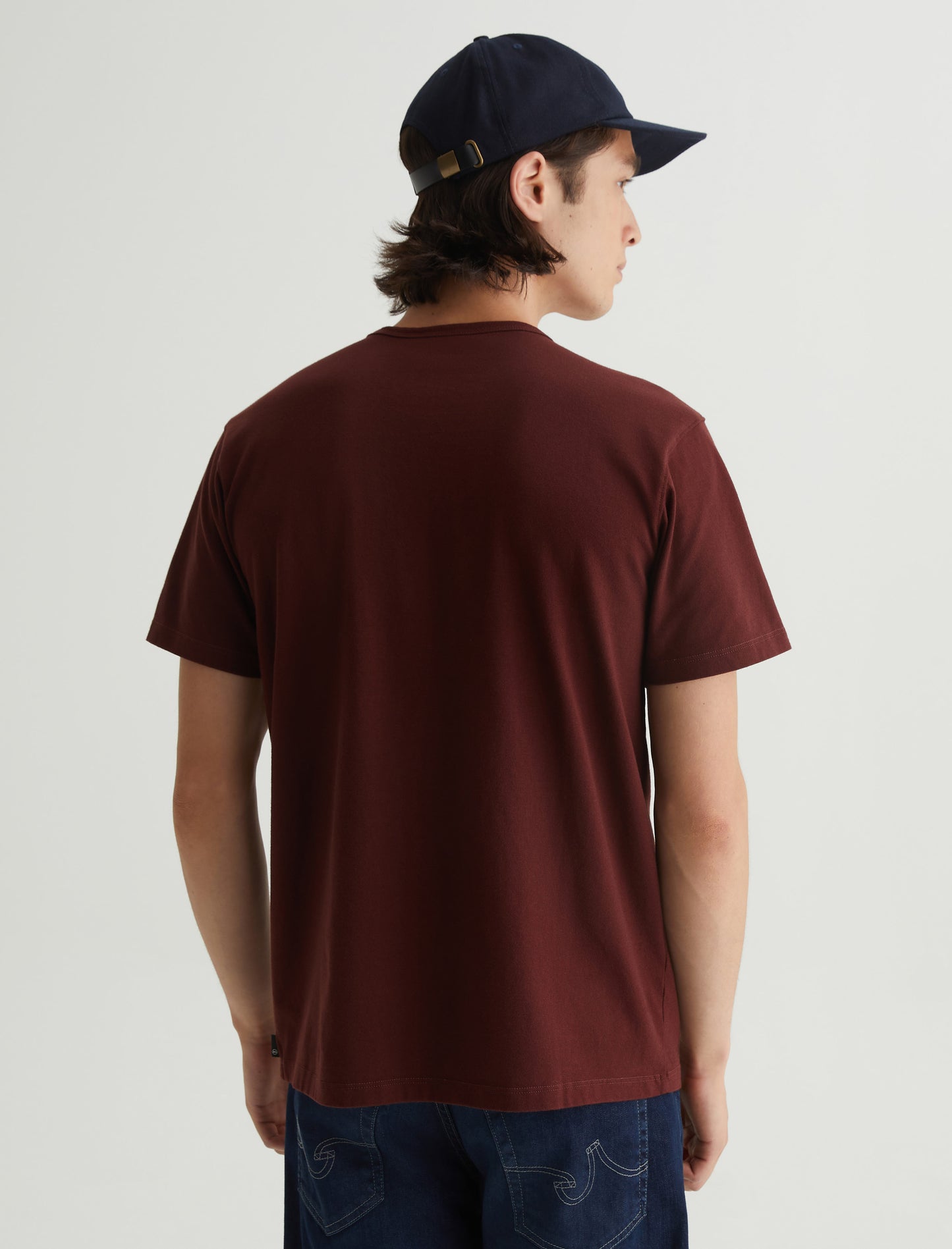 Bryce Crew Dark Plum Classic Fit Short Sleeve Crew Neck T-Shirt Mens Top Photo 6