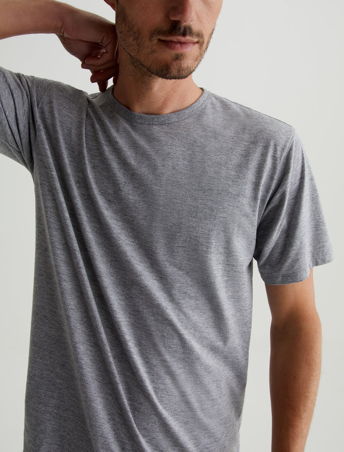 Bryce Crew Heather Grey Classic Fit Short Sleeve Crew Neck T-Shirt Mens Top Photo 2