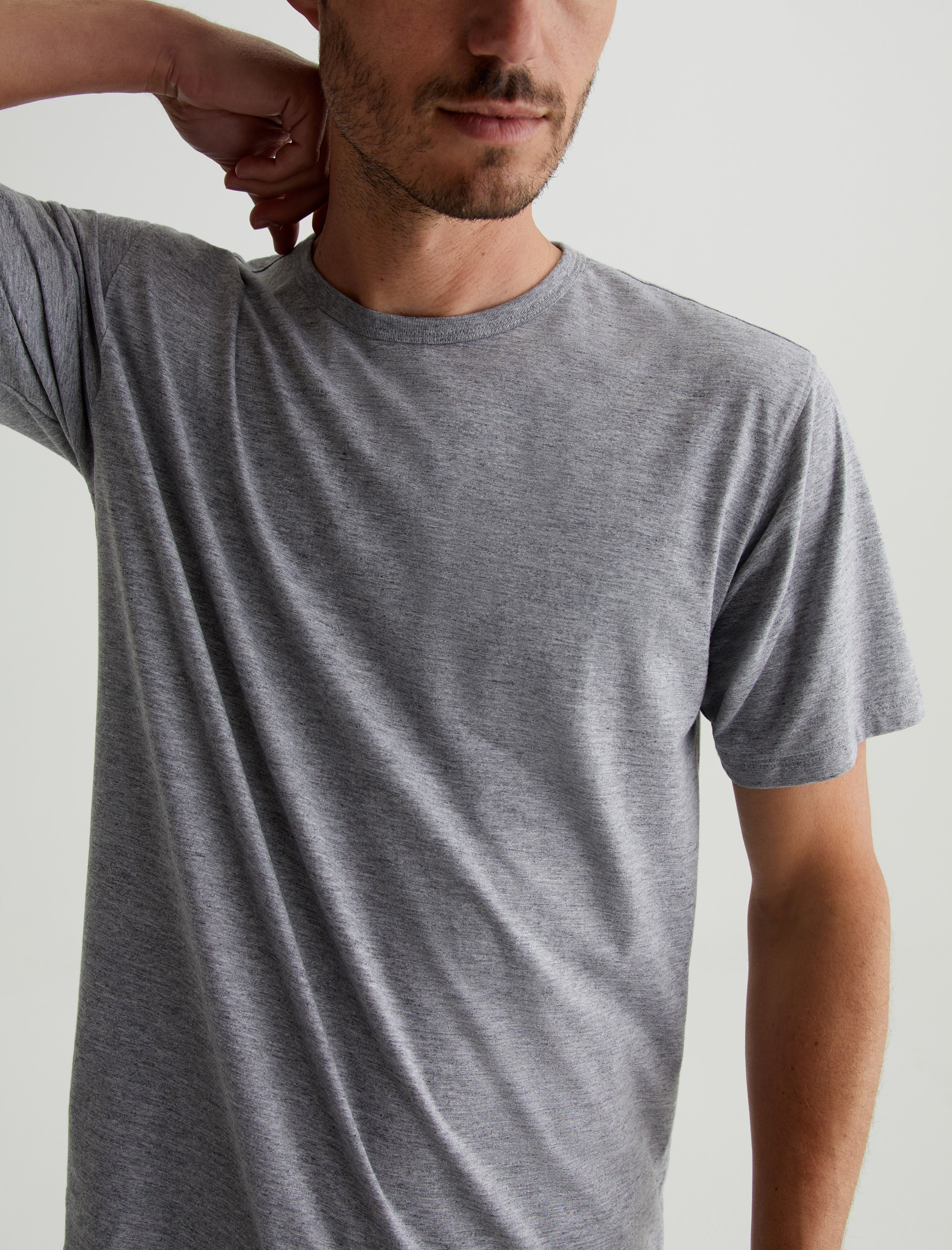 Bryce Crew Heather Grey Classic Crew Neck T-Shirt Men Top Photo 2