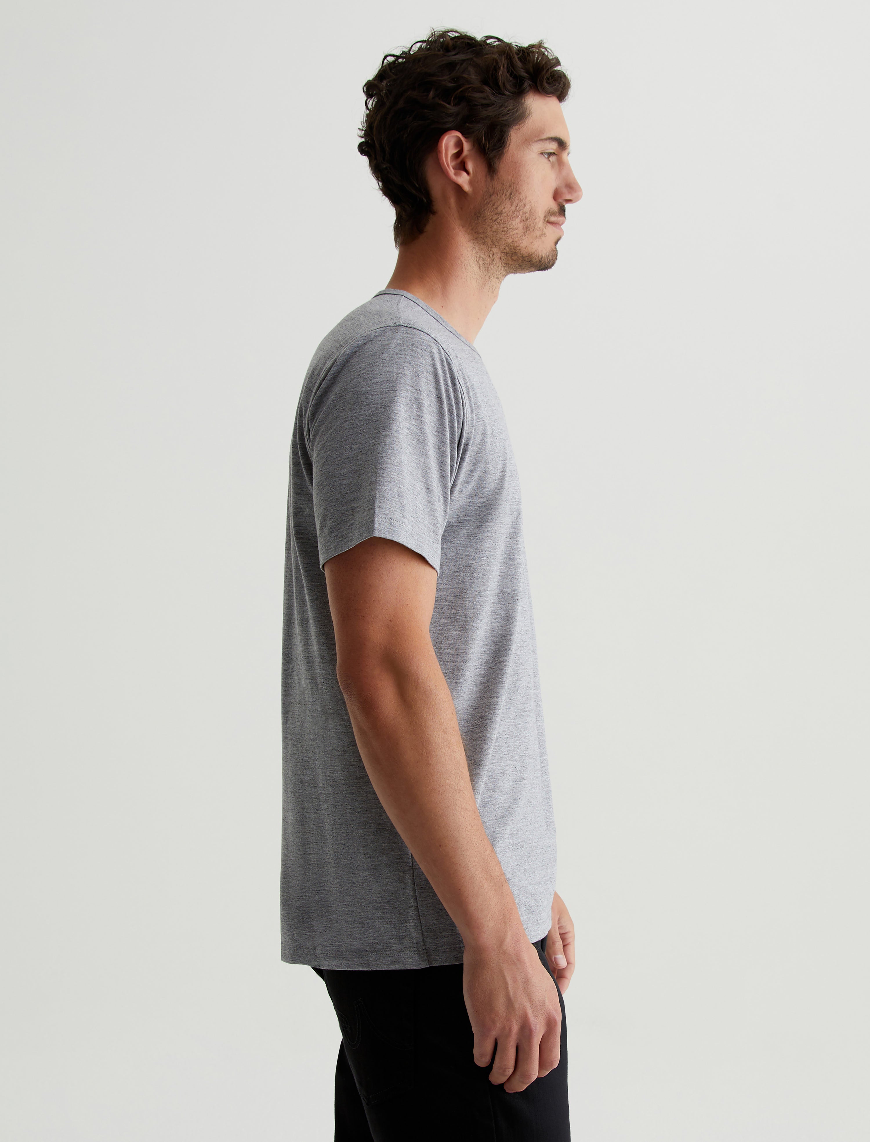 Bryce Crew Heather Grey Classic Crew Neck T-Shirt Men Top Photo 3