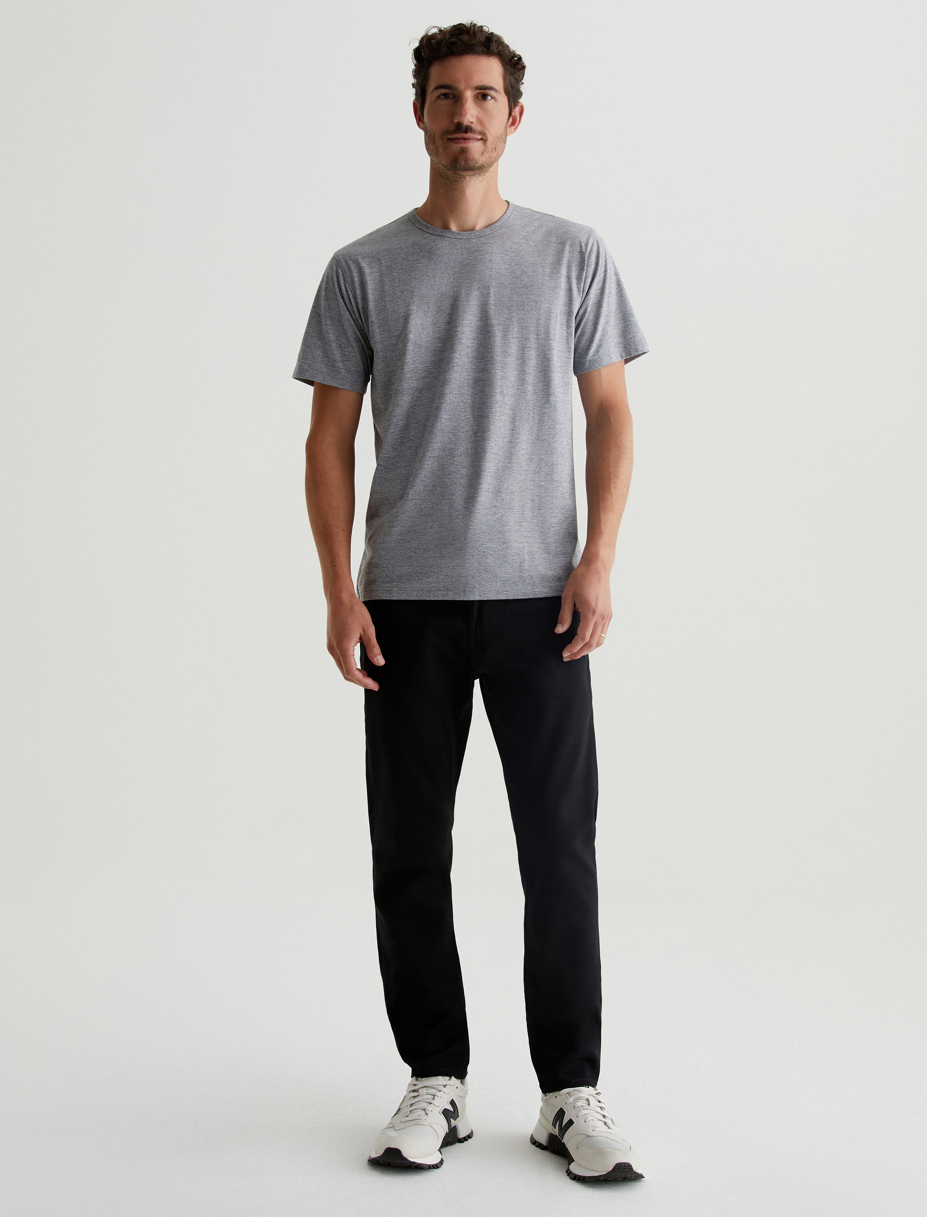 Bryce Crew Heather Grey Classic Crew Neck T-Shirt Men Top Photo 4