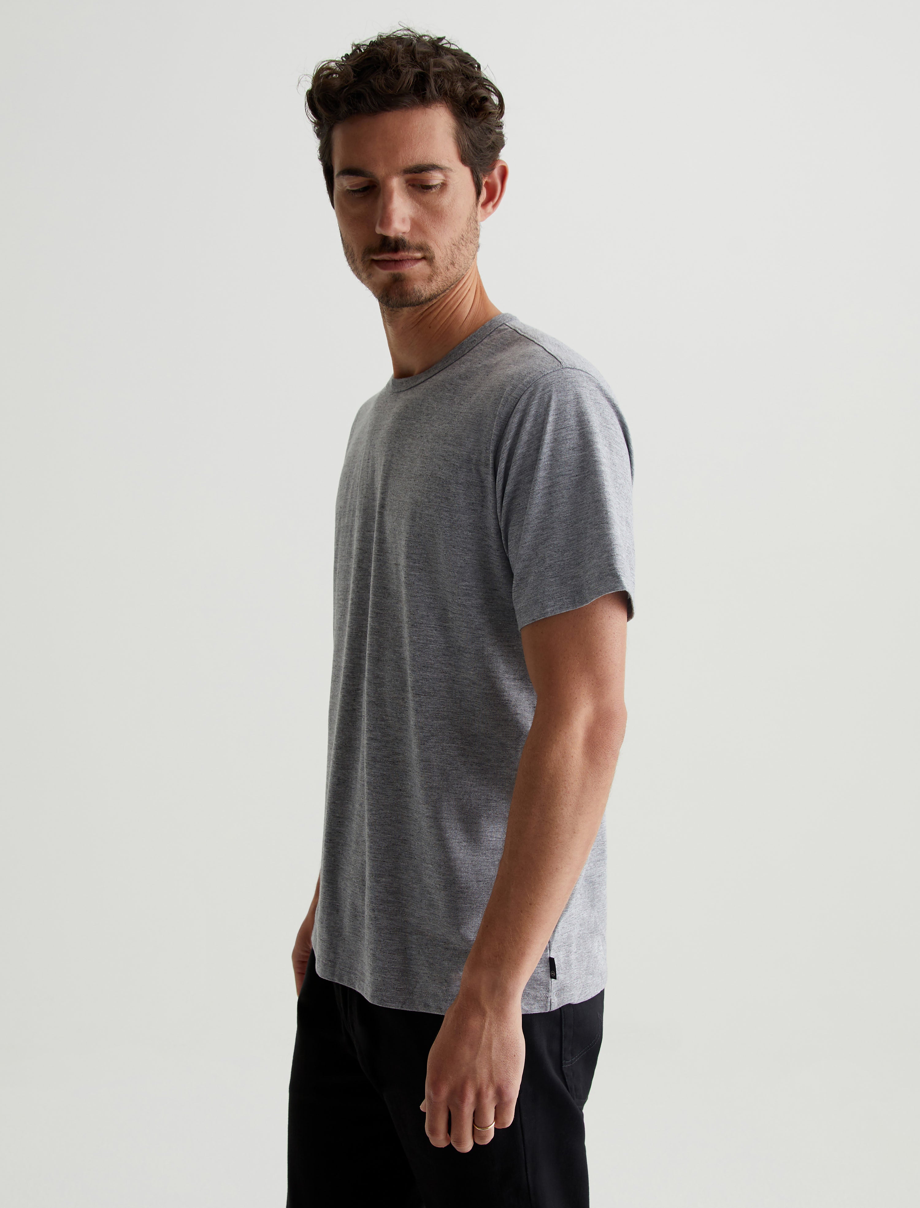 Bryce Crew Heather Grey Classic Crew Neck T-Shirt Men Top Photo 6