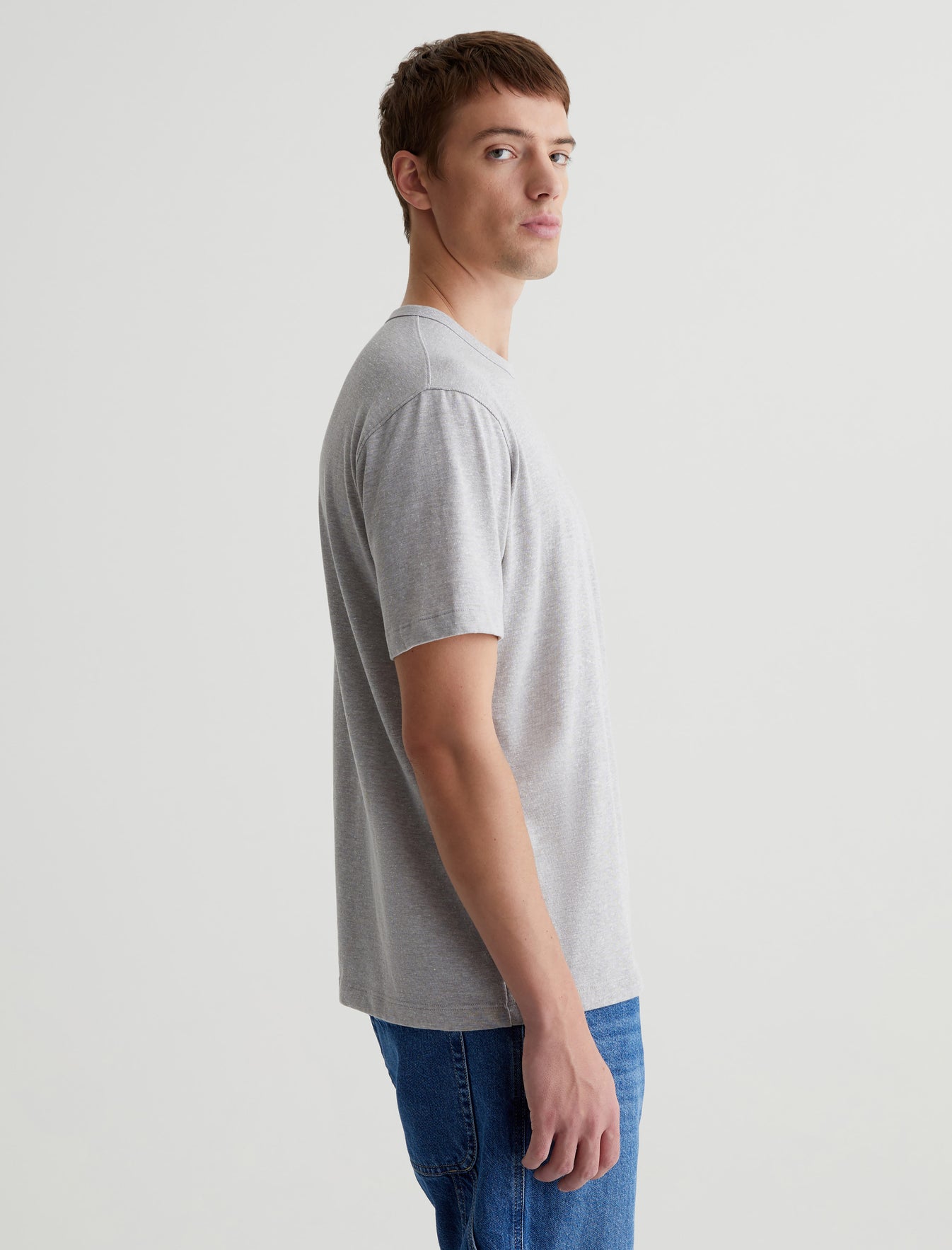 Wesley Crew Heather Grey Relaxed T-Shirt Men Top Photo 5