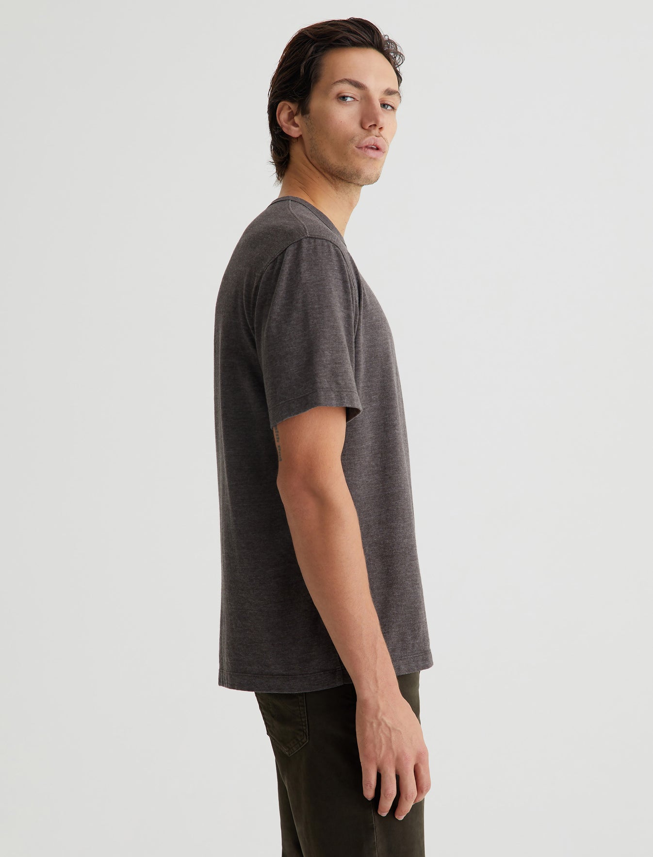 Wesley Crew Stone Brown Relaxed T-Shirt Men Top Photo 2