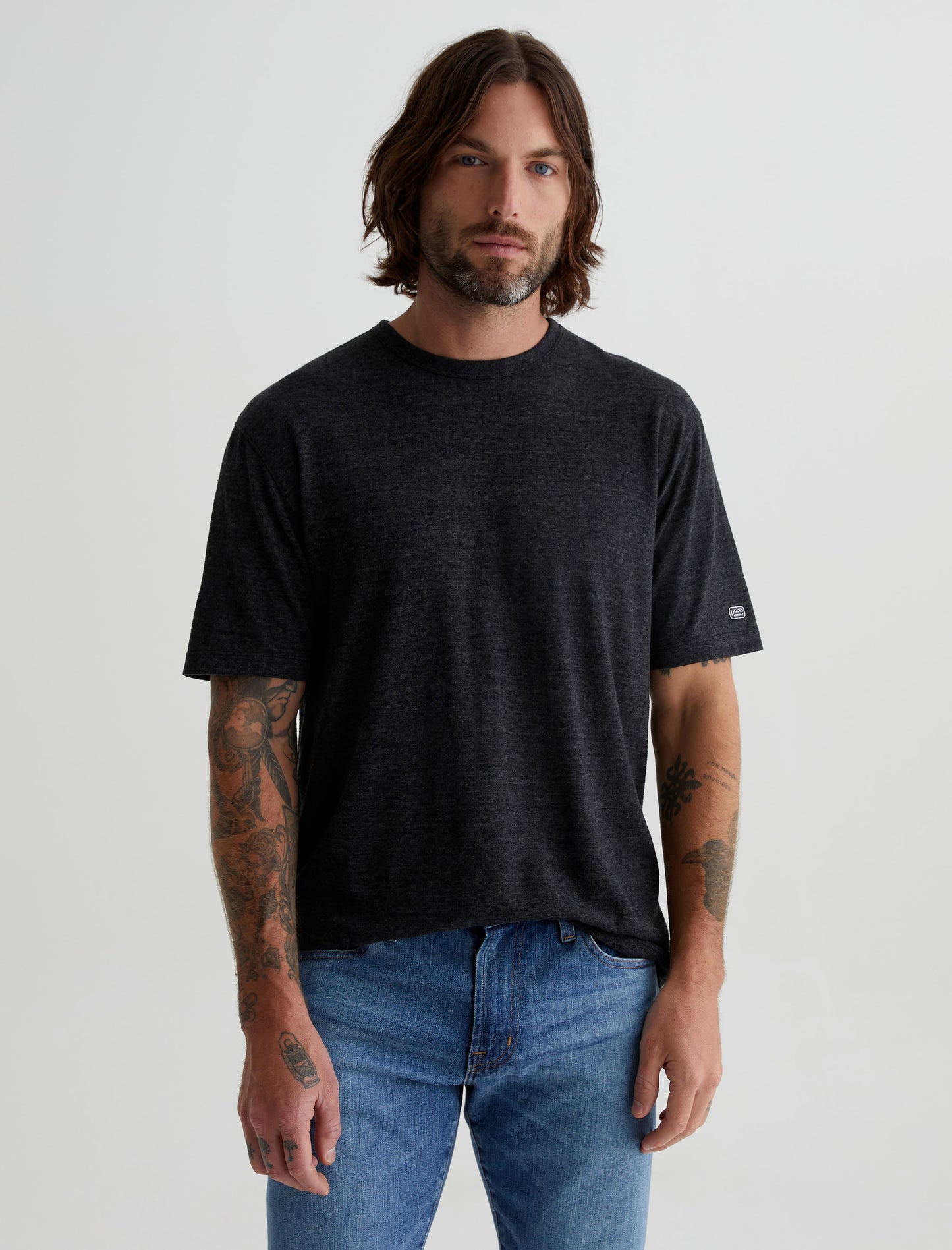 Wesley Crew True Black Relaxed Fit Short Sleeve Crew Neck T-Shirt Mens Top Photo 1