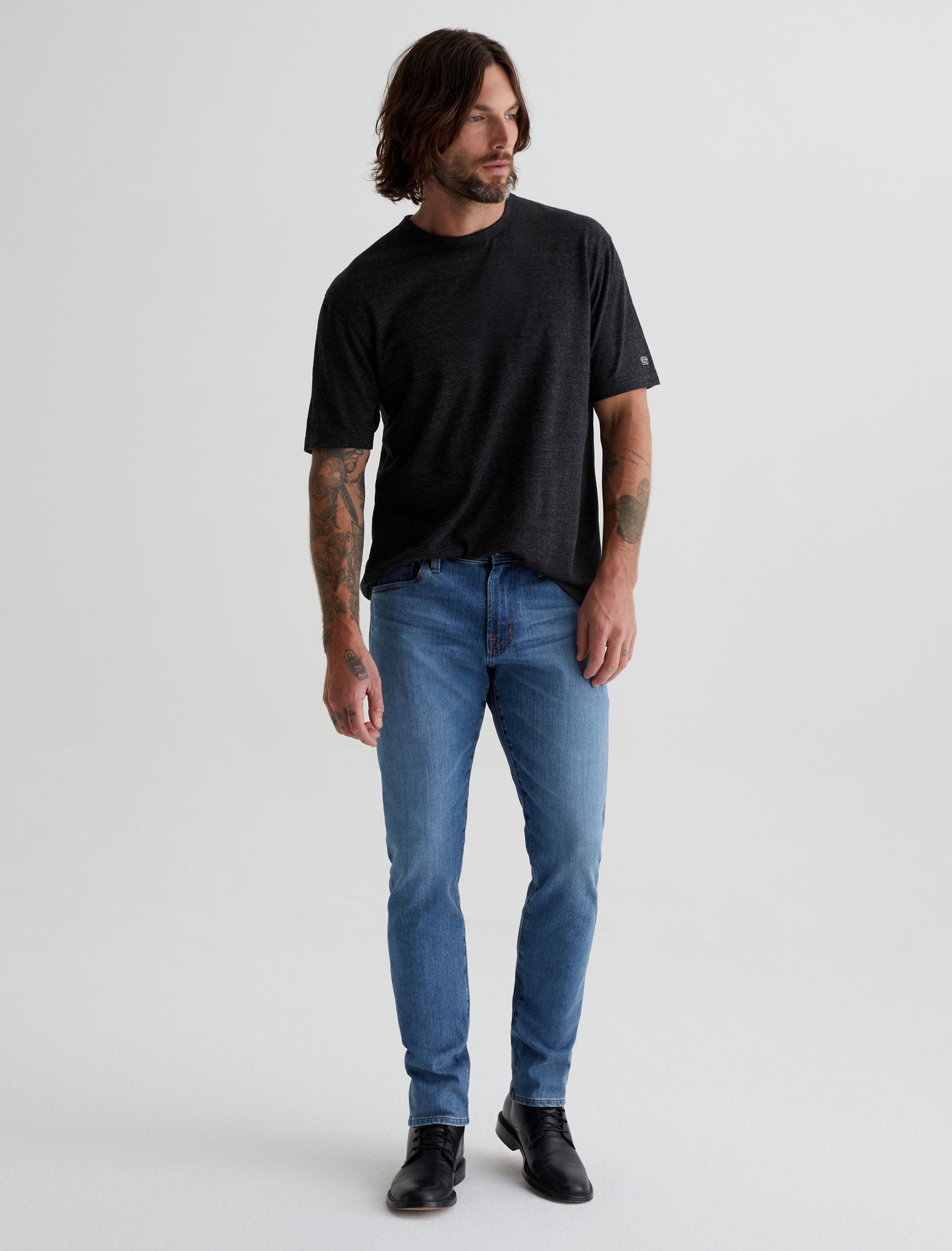 Wesley Crew True Black Relaxed Fit Short Sleeve Crew Neck T-Shirt Mens Top Photo 2