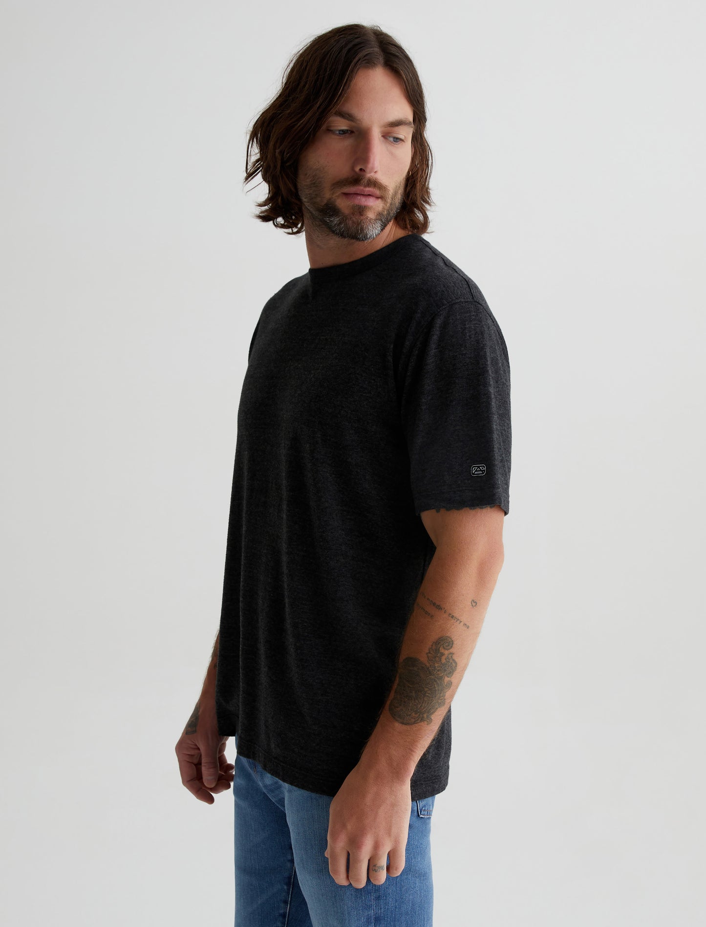 Wesley Crew True Black Relaxed Fit Short Sleeve Crew Neck T-Shirt Mens Top Photo 4
