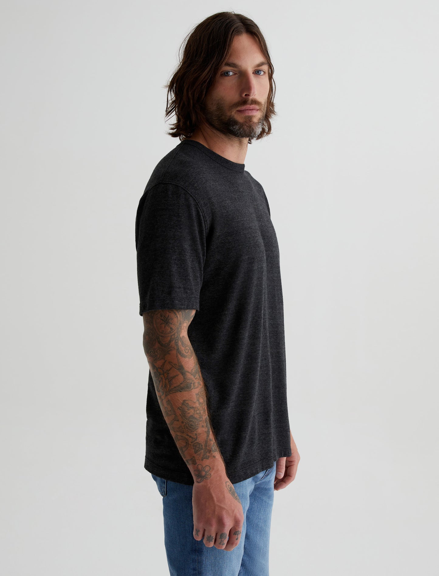 Wesley Crew True Black Relaxed Fit Short Sleeve Crew Neck T-Shirt Mens Top Photo 5