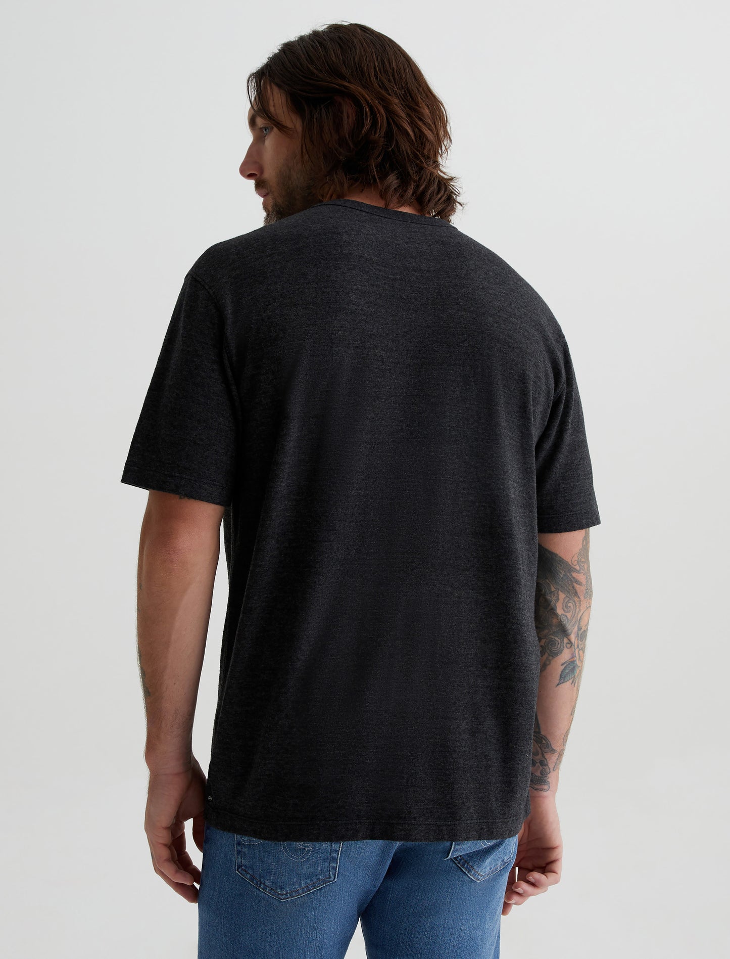Wesley Crew True Black Relaxed Fit Short Sleeve Crew Neck T-Shirt Mens Top Photo 6