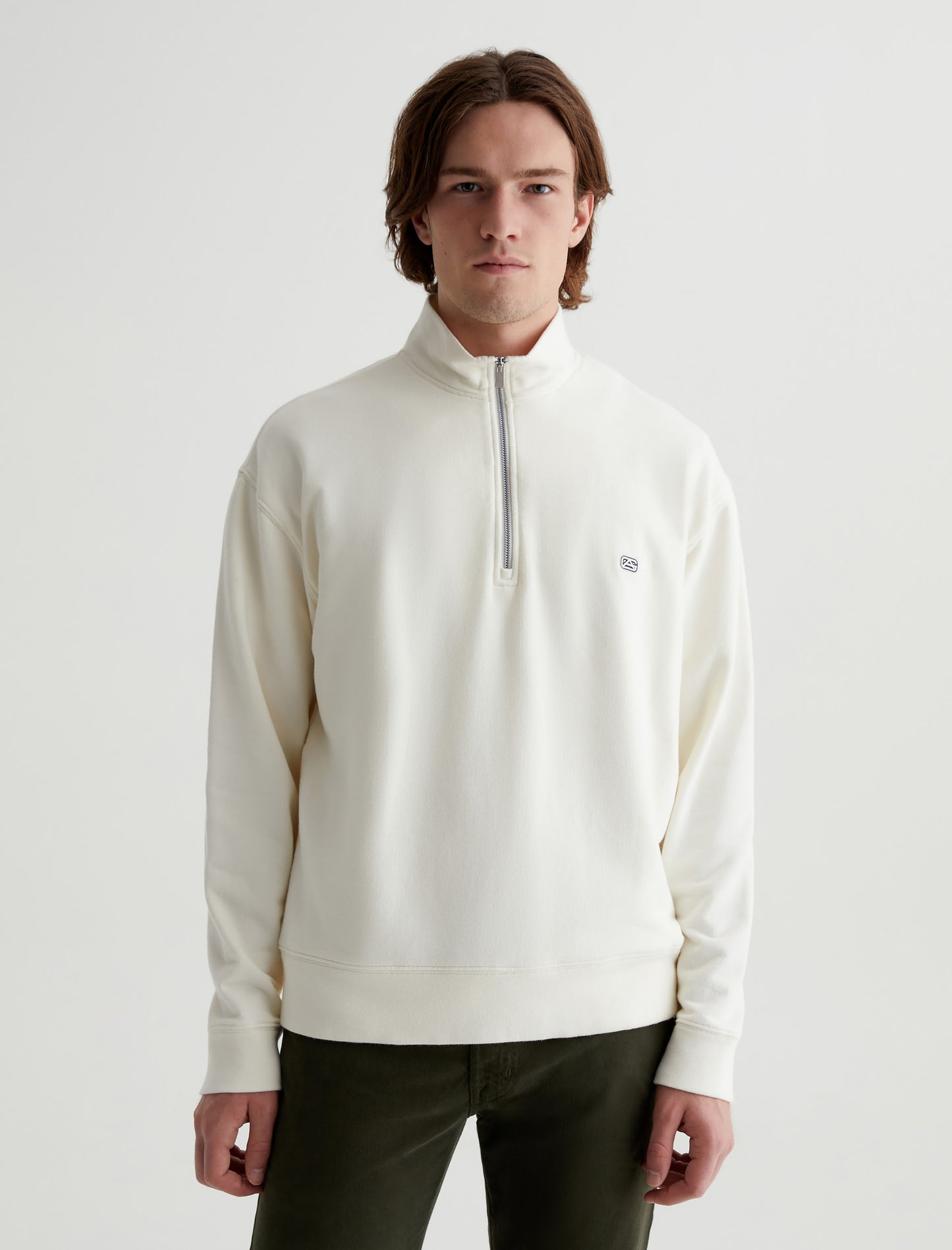 Mens Arc Half Zip Sweatshirt Ivory Dust at AG Jeans Official Store