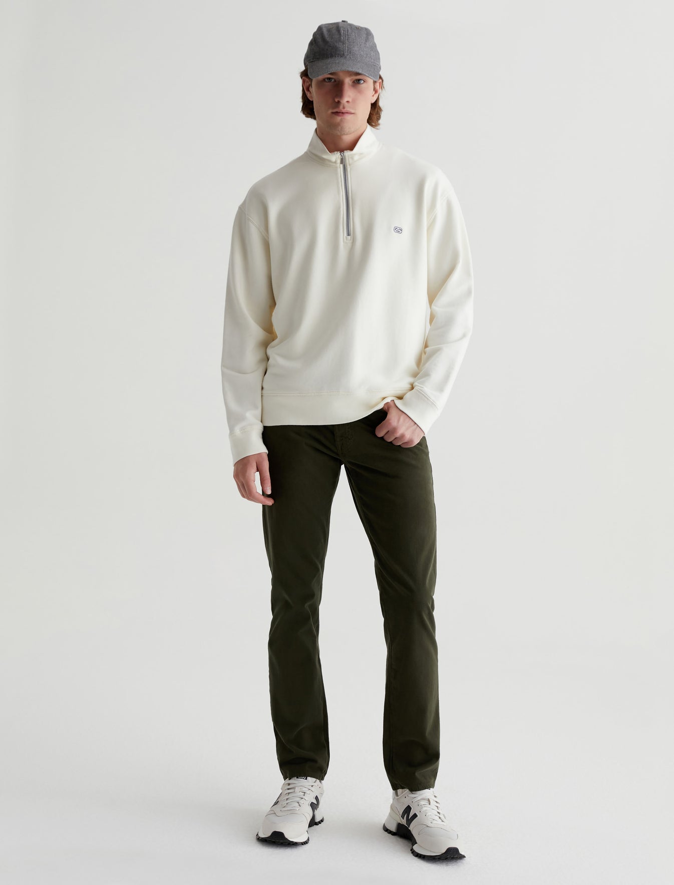Arc Half Zip Sweatshirt Ivory Dust Relaxed Fit Half Zip Sweatshirt Mens Top Photo 2