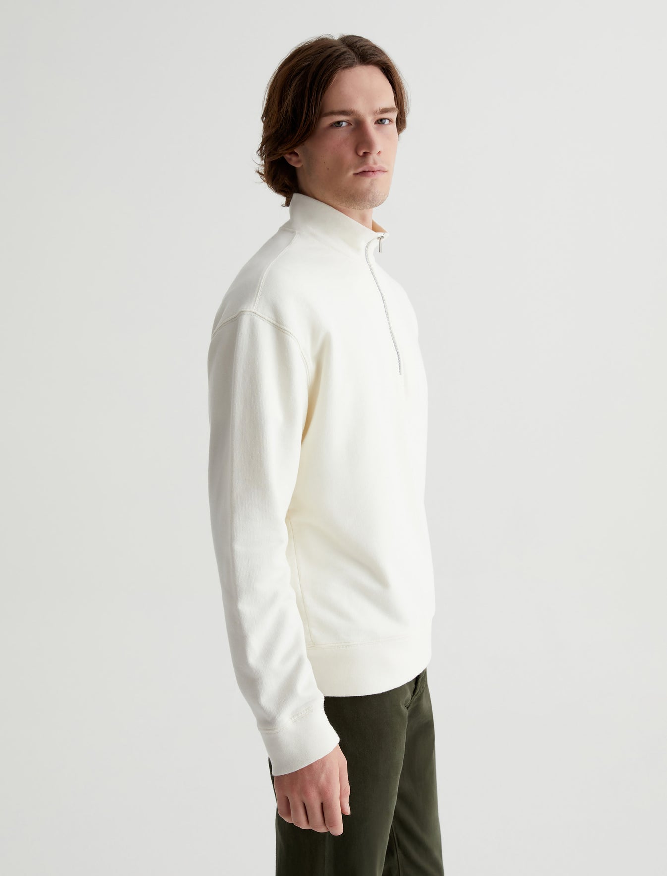 Arc Half Zip Sweatshirt Ivory Dust Relaxed Fit Half Zip Sweatshirt Mens Top Photo 4
