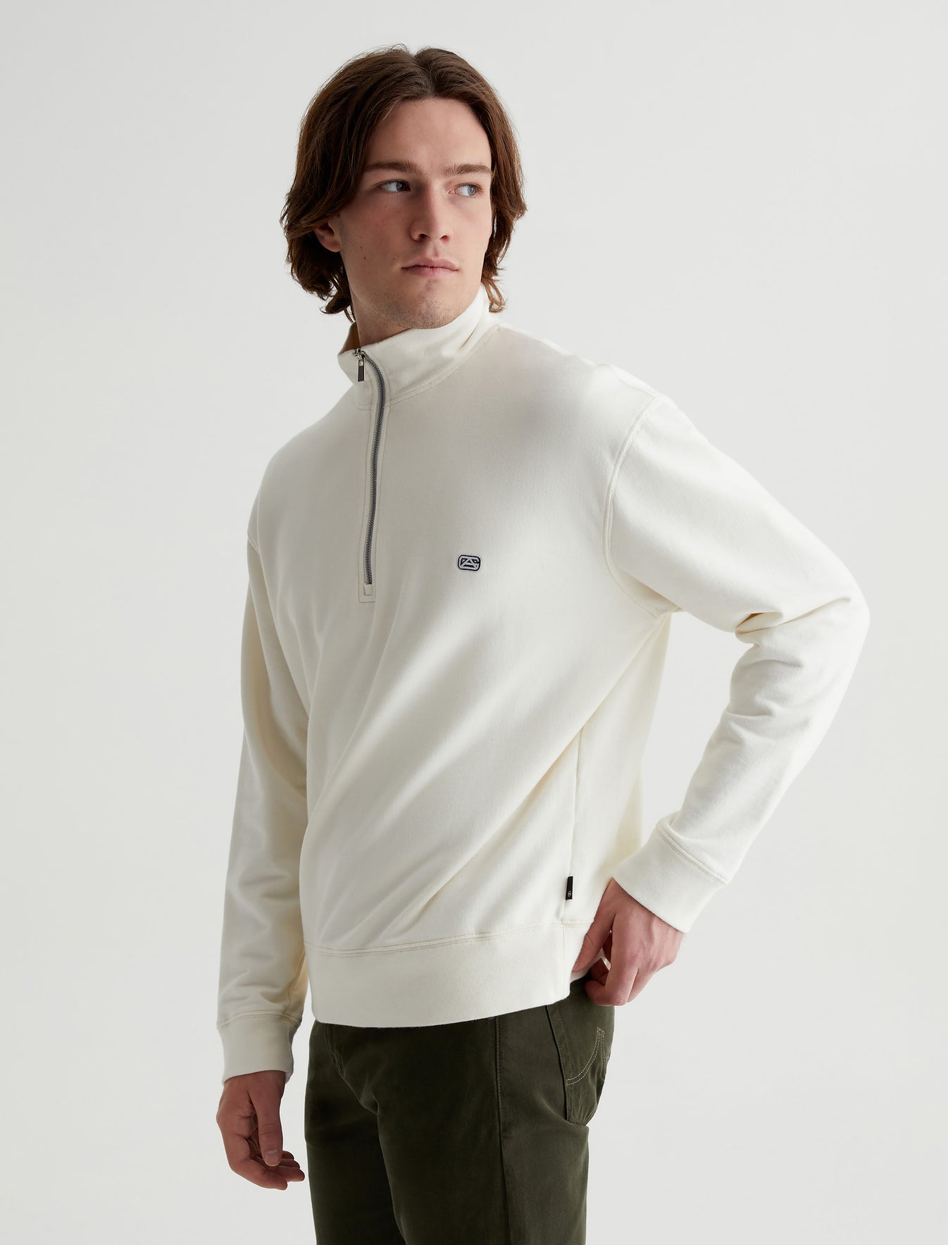 Arc Half Zip Sweatshirt Ivory Dust Relaxed Fit Half Zip Sweatshirt Mens Top Photo 5