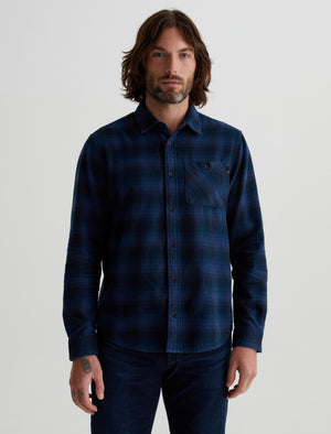 Aiden Shirt Gradient Plaid Navy Multi Classic Fit Long Sleeve Button Up Shirt Mens Top Photo 1