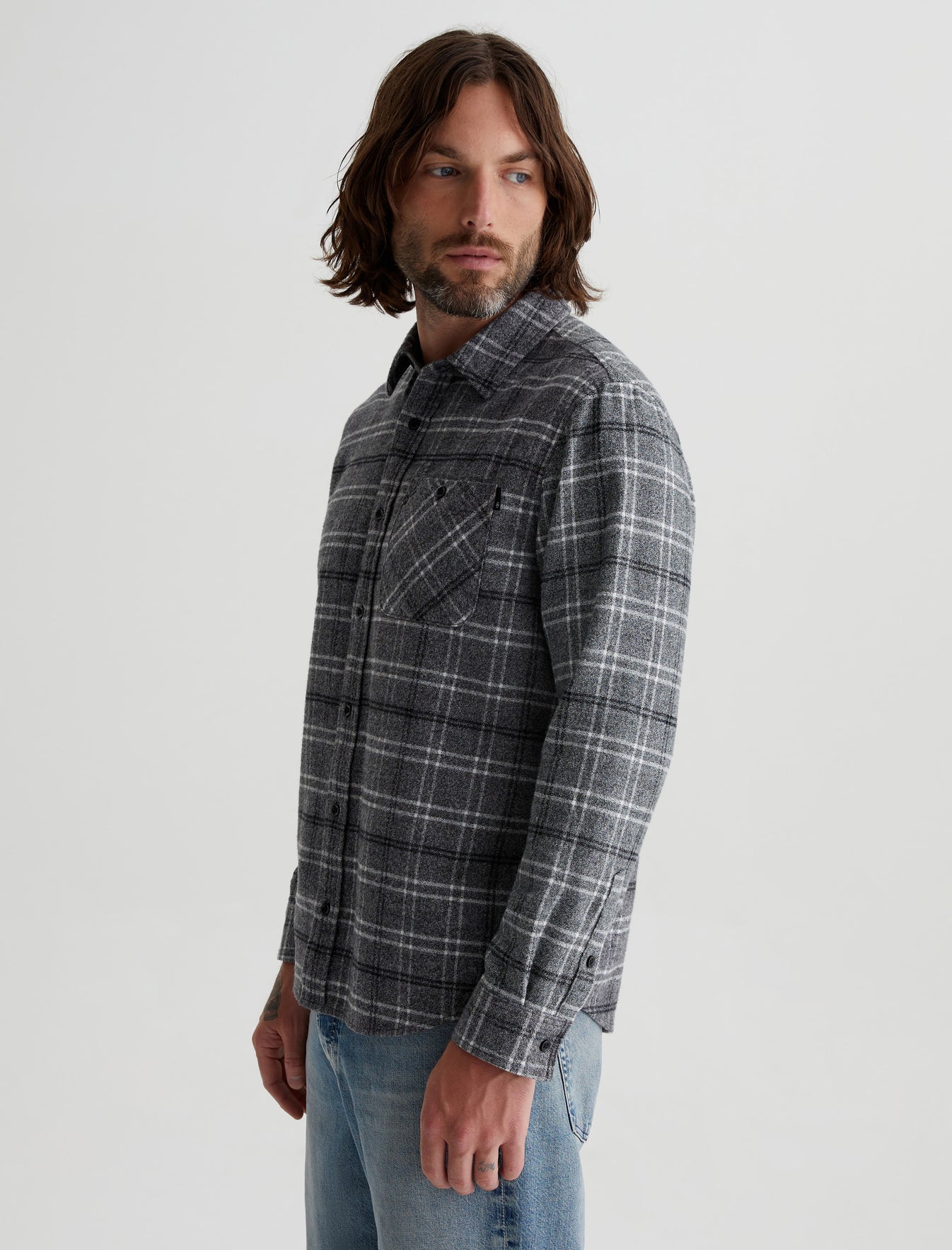 Aiden Shirt Tartan Plaid Grey Multi Classic Fit Long Sleeve Button Up Shirt Mens Top Photo 4
