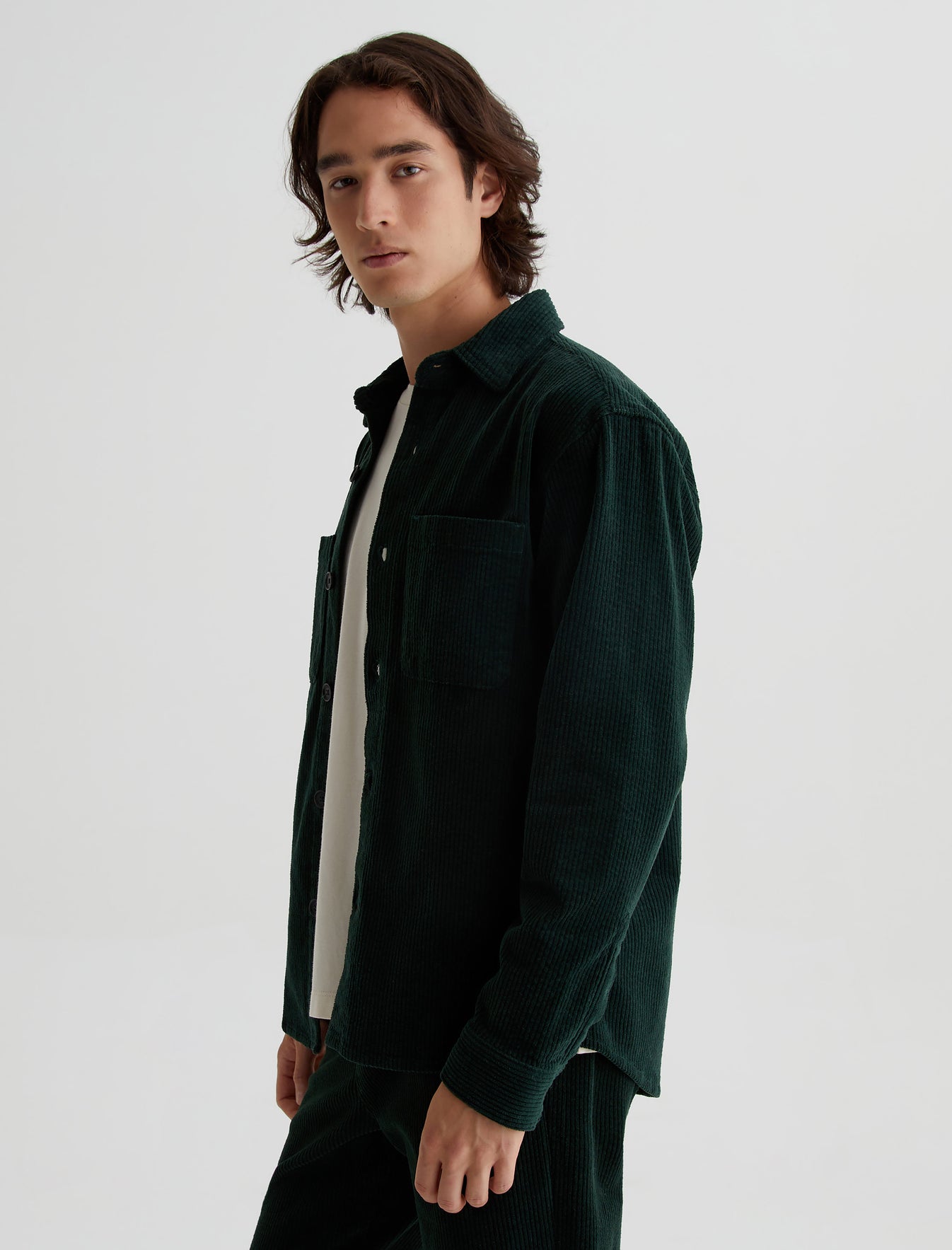 Elias Hidden Pine Oversized Fit Shirt Jacket Mens Top Photo 5