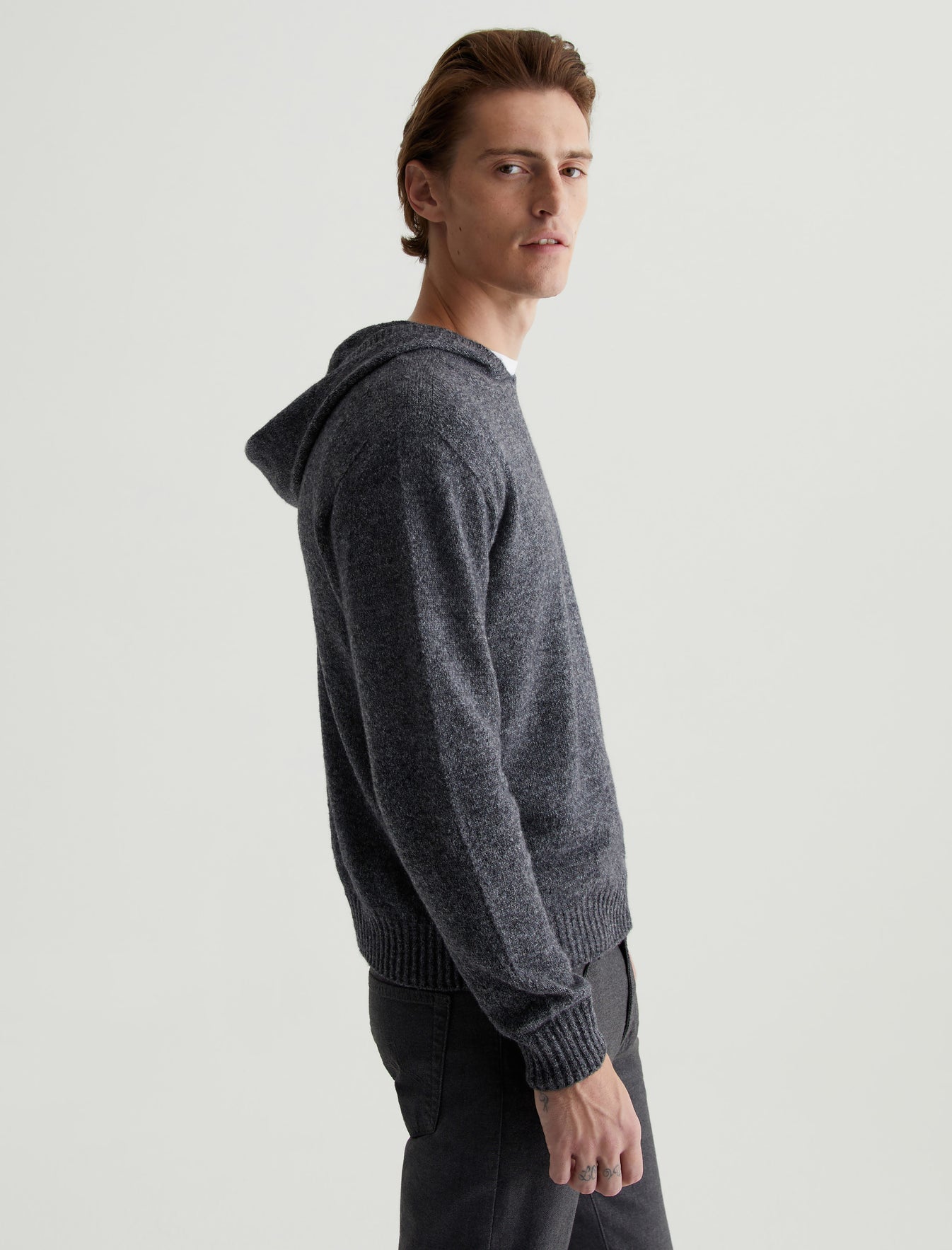 Cason Hoodie Heather Charcoal Classic Hooded Sweater Photo 5