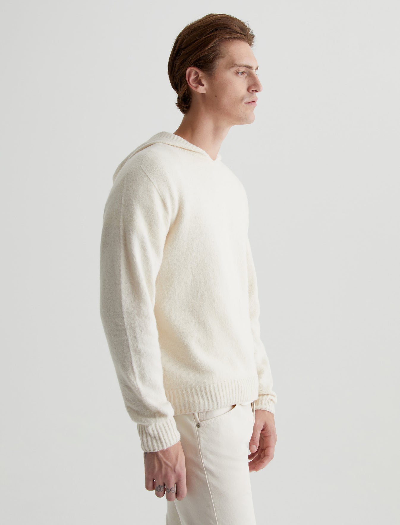 Cason Hoodie Ivory Dust Classic Hooded Sweater Photo 5