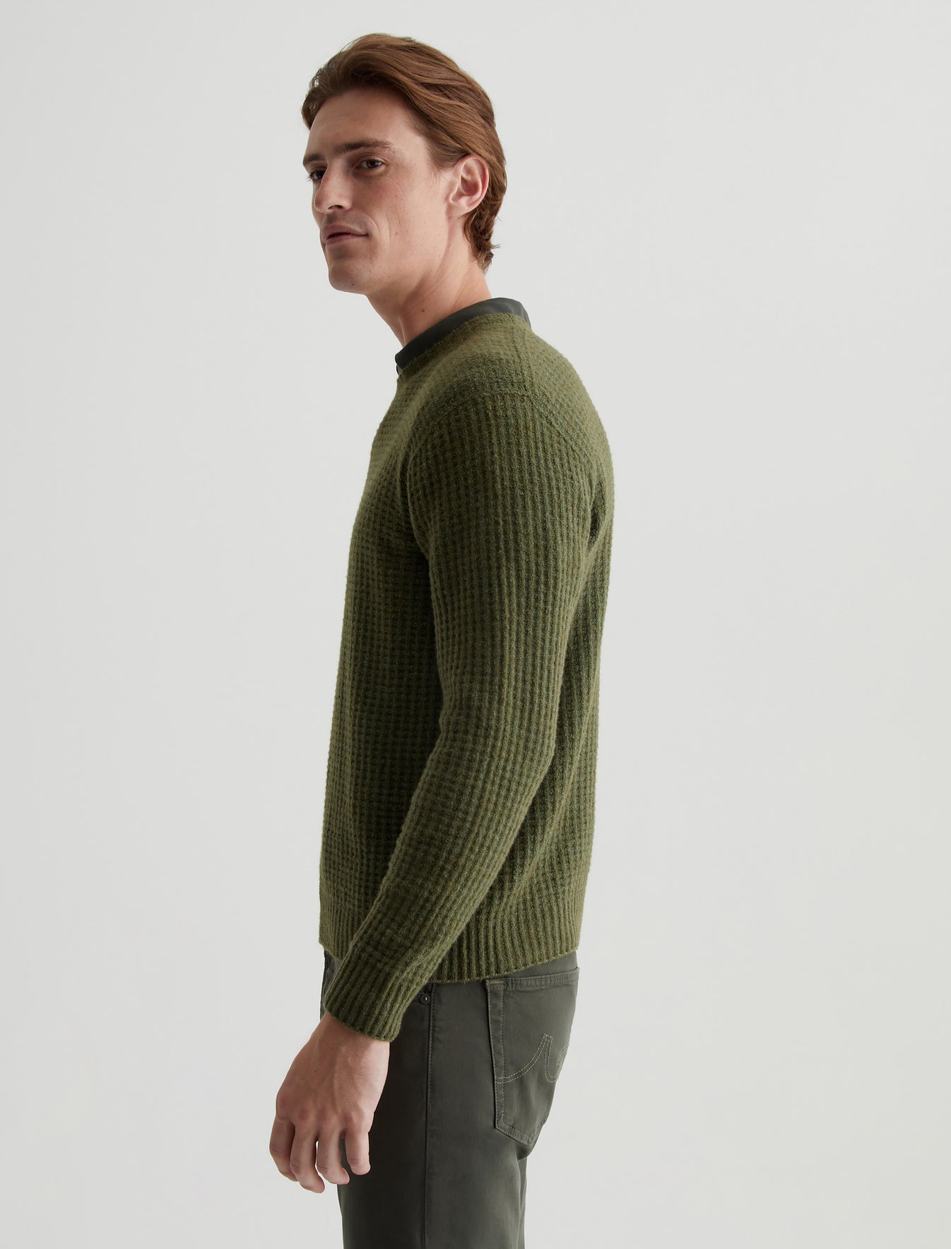 Jason Crew Fern Green Slim Crew Neck Sweater Photo 4