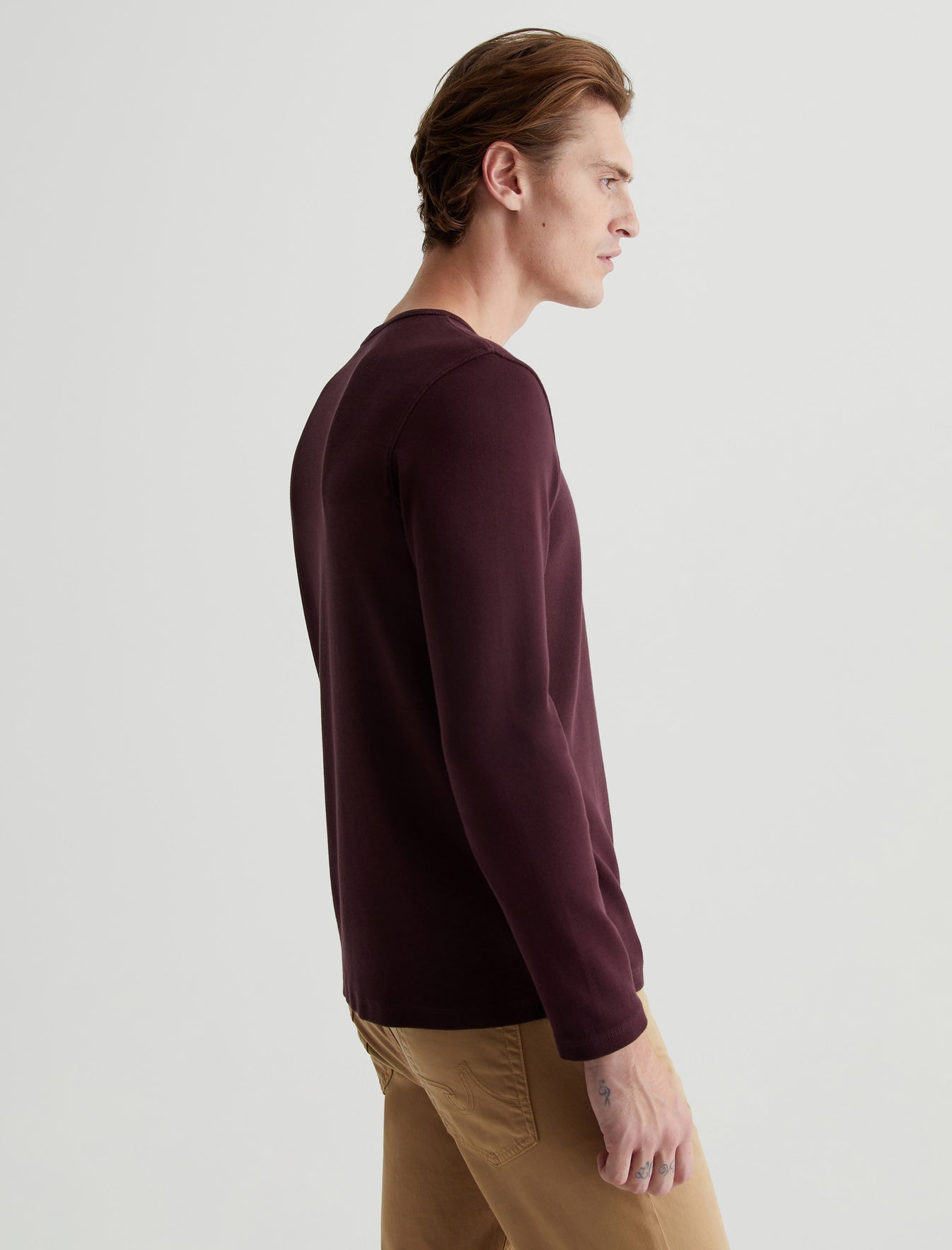 Bryce Long Sleeve Crew Pinot Noir Classic Crew Neck Photo 2