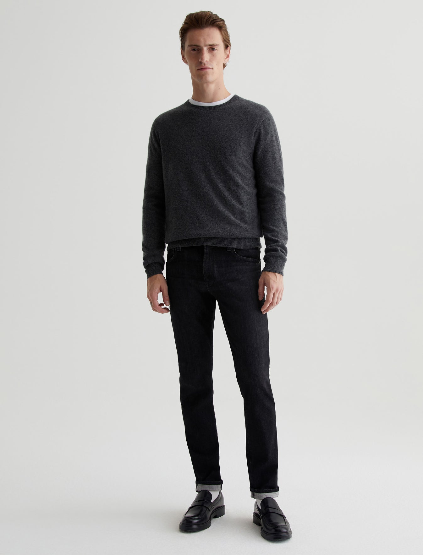 Beck Crew Legendary Grey Classic Long Sleeve Crew Neck Cashmere Sweater Photo 4