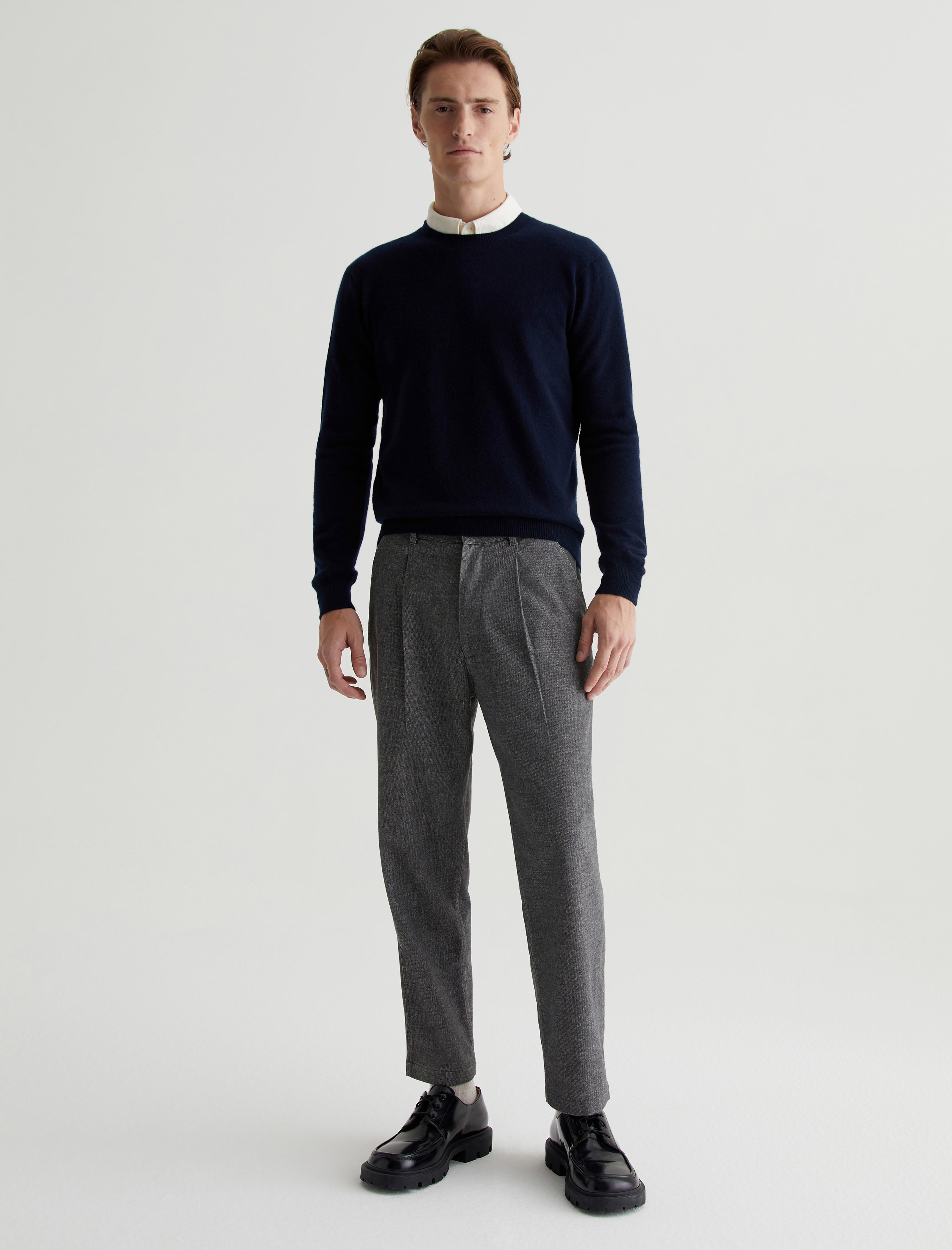 Beck Crew Navy Night Classic Long Sleeve Crew Neck Cashmere Sweater Photo 5