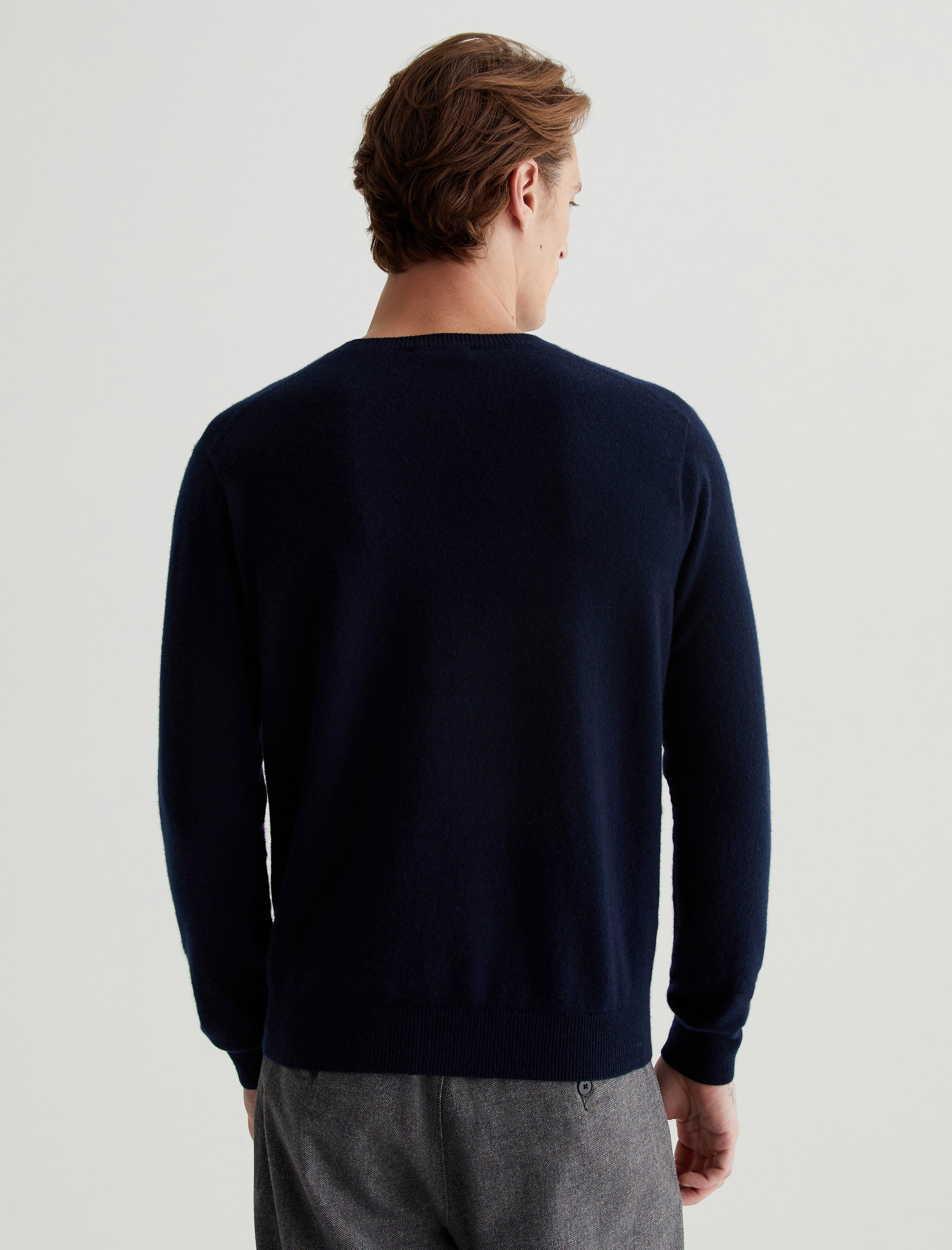 Beck Crew Navy Night Classic Long Sleeve Crew Neck Cashmere Sweater Photo 6