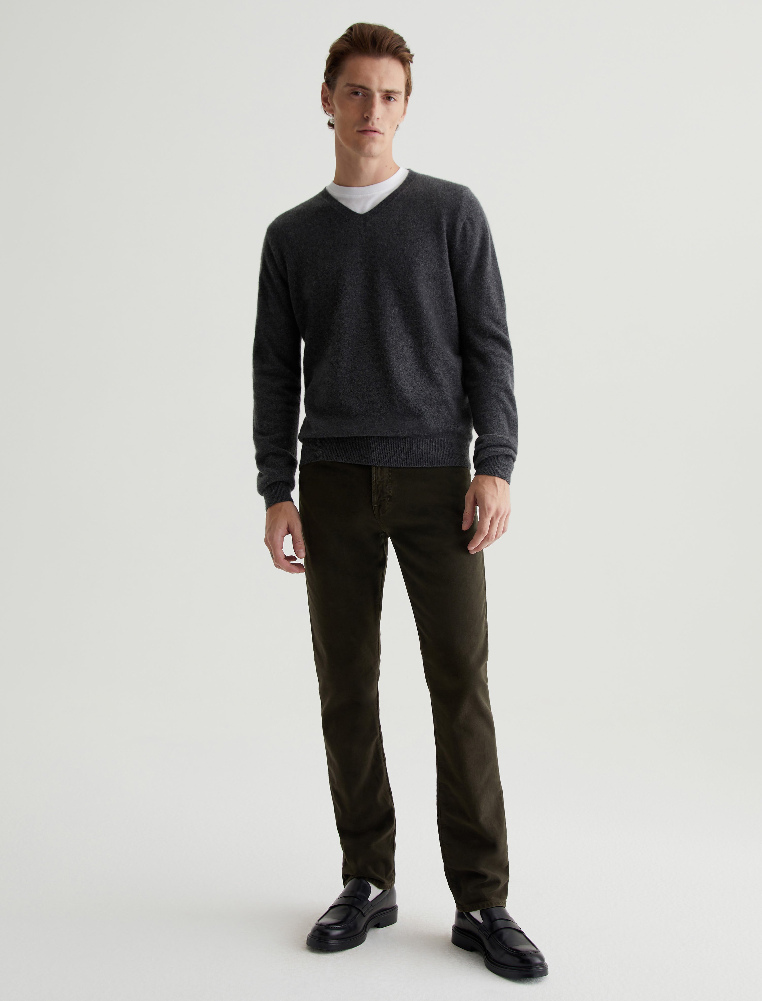 Beck Vee Legendary Grey Classic Long Sleeve Vee Neck Cashmere Sweater Photo 5