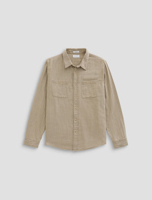 Wayne Work Shirt Khaki Sand Relaxed Fit Men Top Photo 9