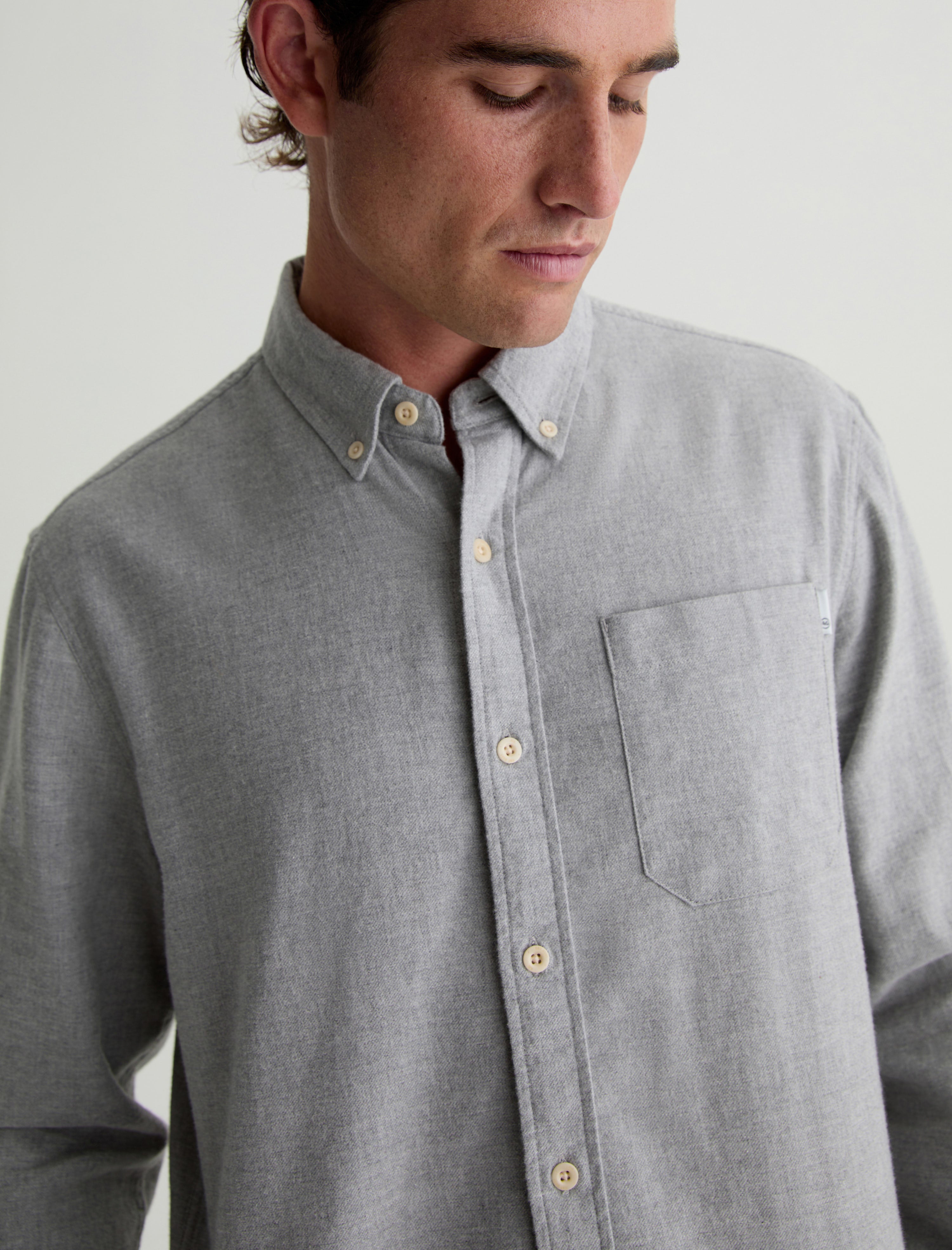 Aiden Dress Shirt Heather Grey Classic Fit Button Down Dress Shirt Men Top Photo 2