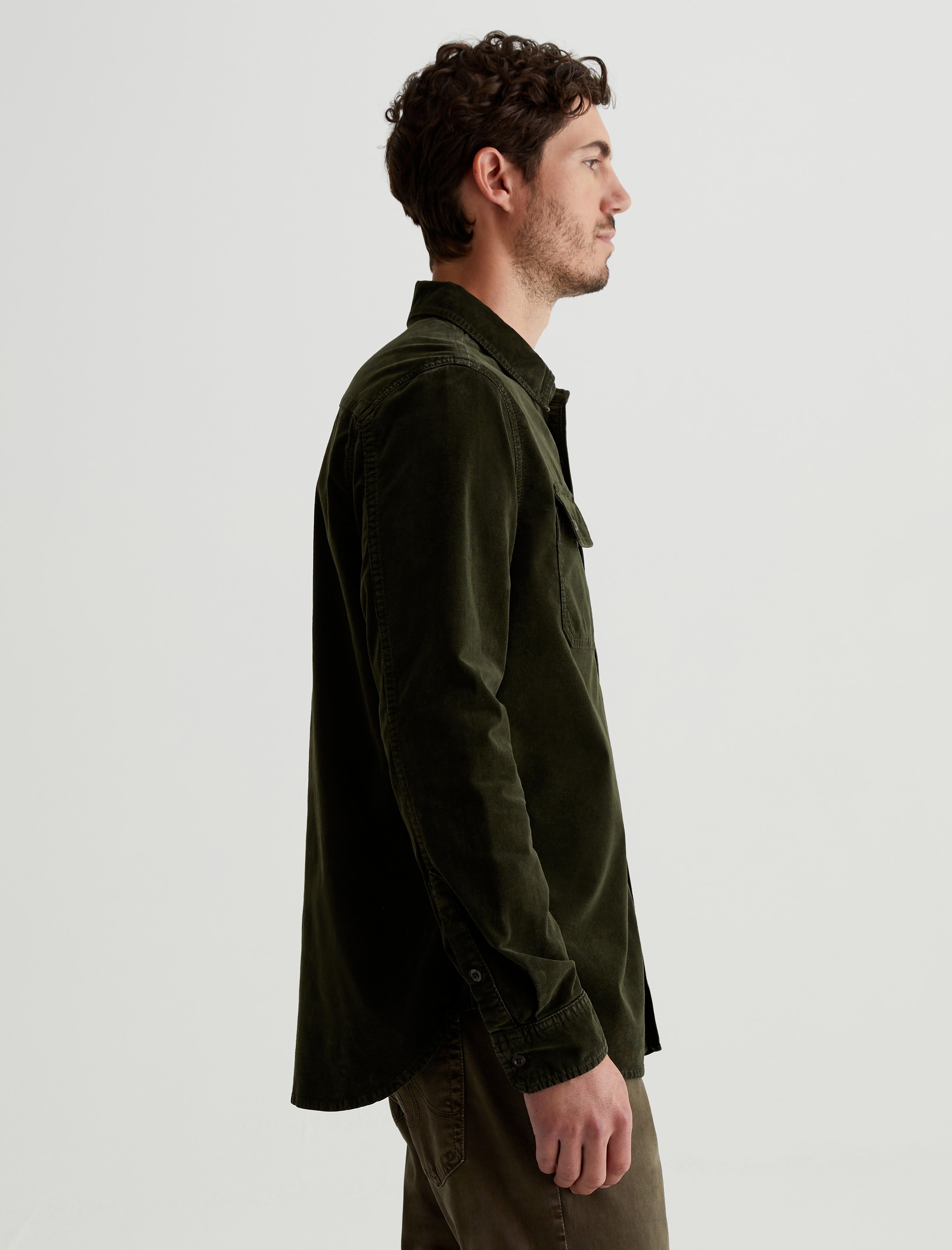 Aiden Utility Shirt Sulfur Dried Cedar Classic Button Up Corduroy Shirt Men Top Photo 3